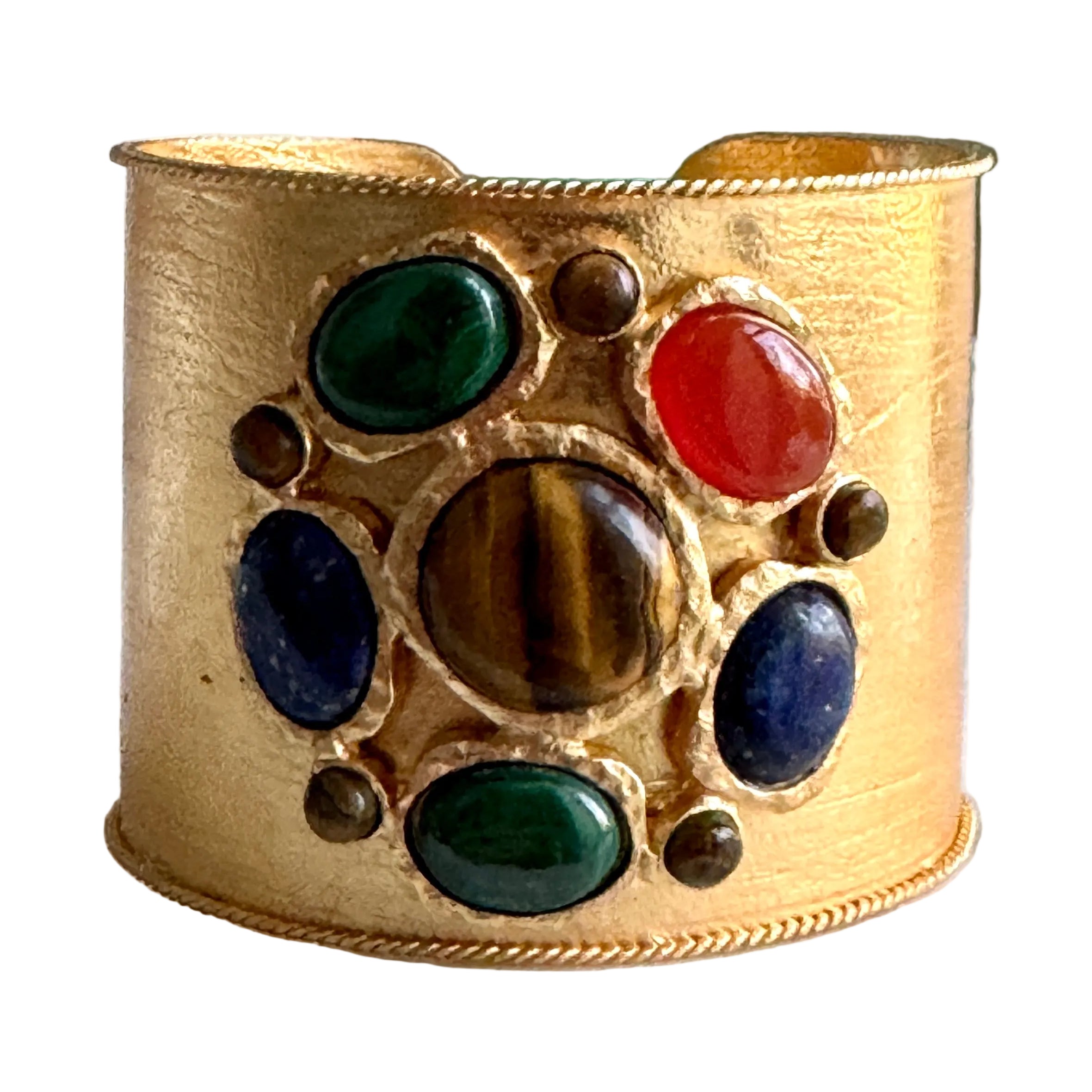 French Tiger's Eye Malachite Gold Cuff Pre Order