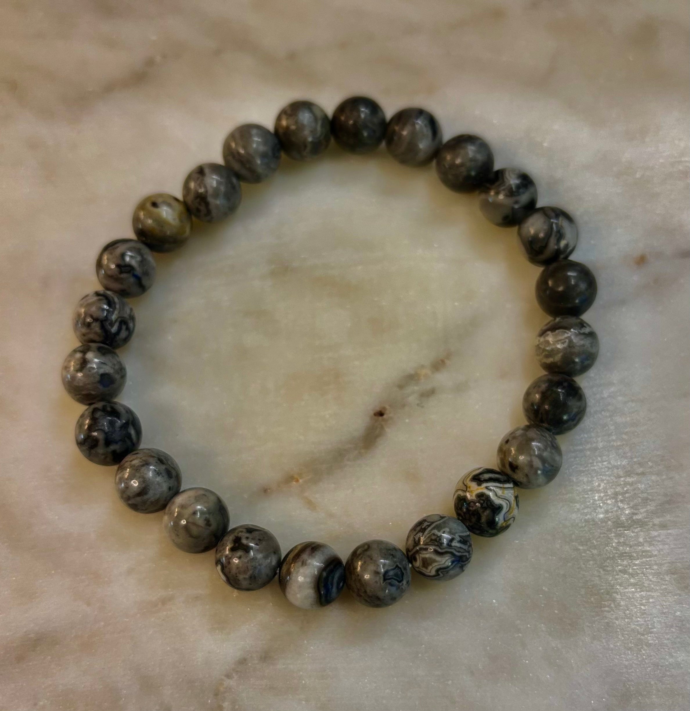 Wavy Lace Jasper 8mm Reiki-Infused Manifestation & Grounding Bracelet (Medium-Large Wrists) | | Wiccan Center