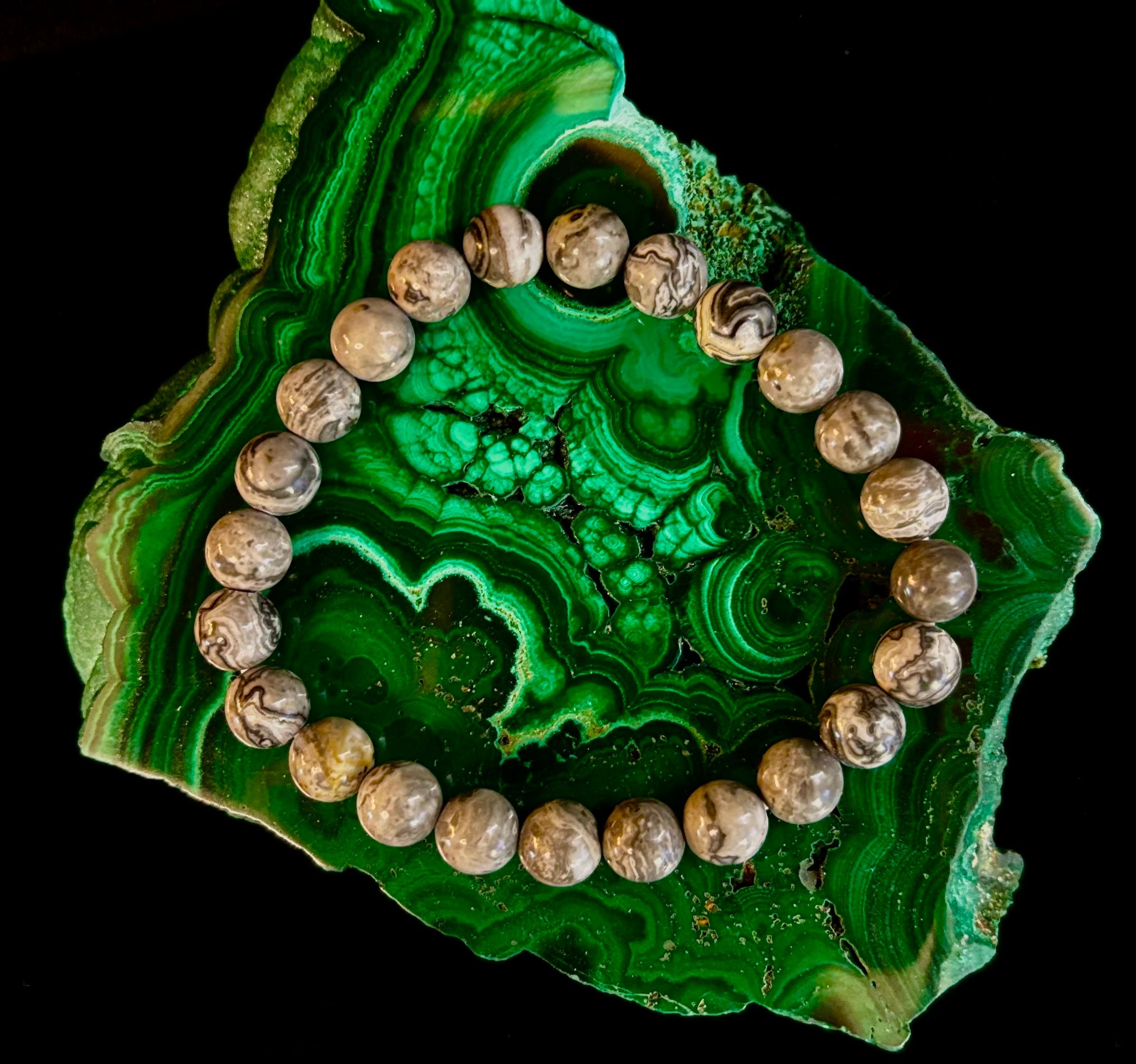 Wavy Lace Jasper 8mm Reiki-Infused Manifestation & Grounding Bracelet (Medium-Large Wrists) | | Wiccan Center