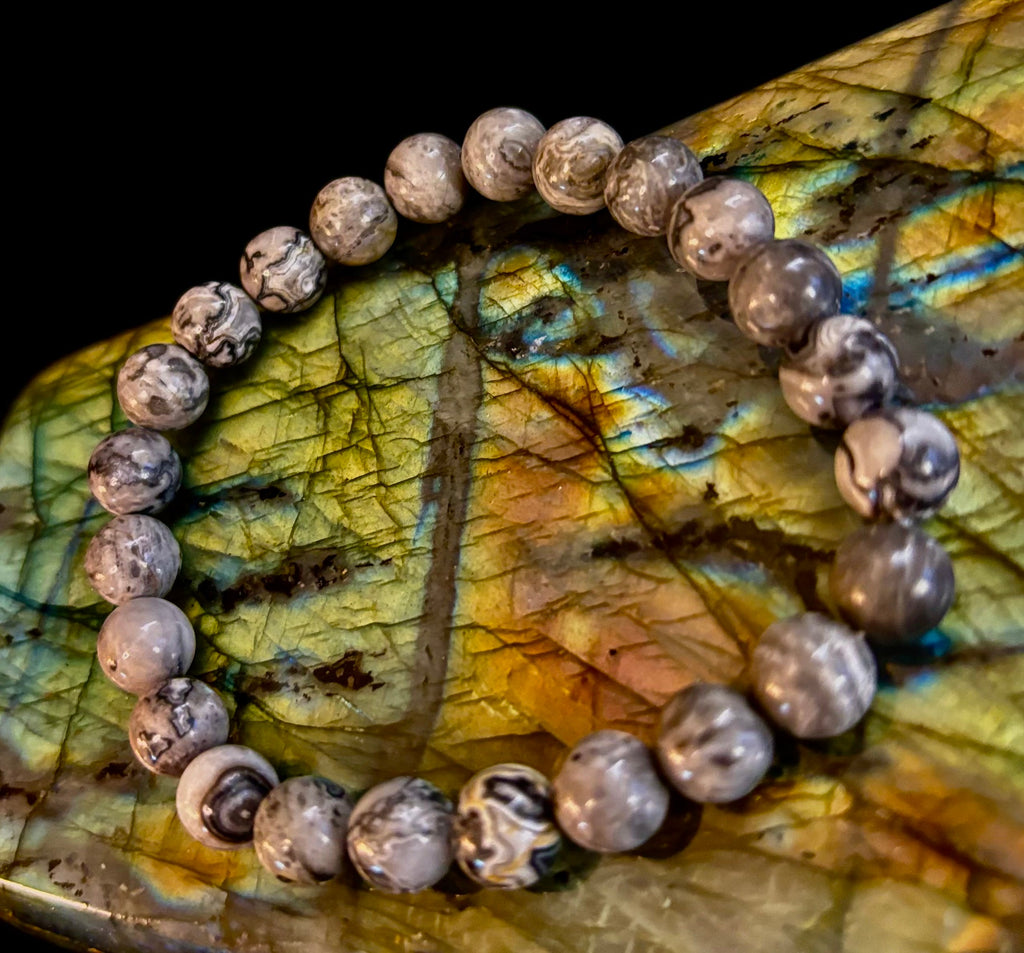 Wavy Lace Jasper 8mm Reiki-Infused Manifestation & Grounding Bracelet (Medium-Large Wrists) | | Wiccan Center