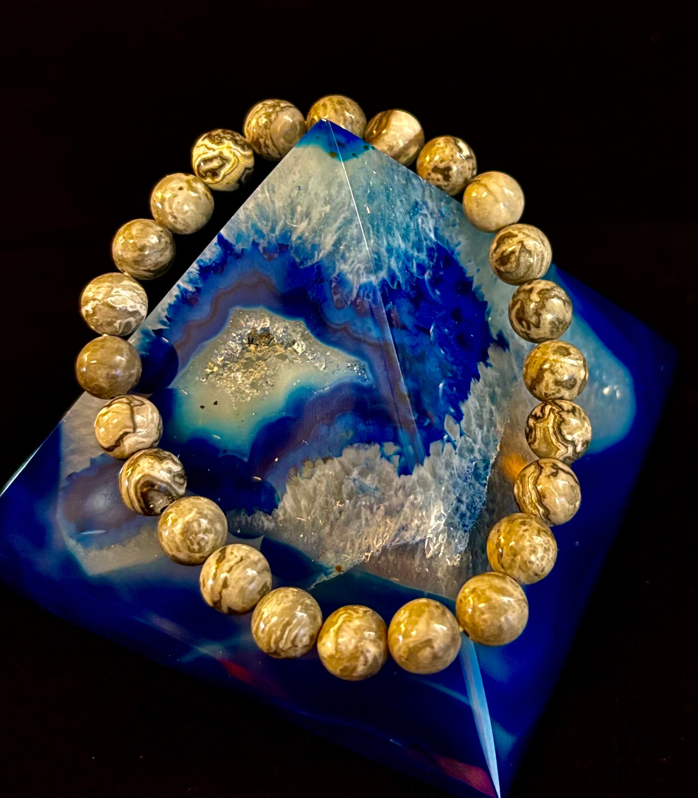 Wavy Lace Jasper 8mm Reiki-Infused Manifestation & Grounding Bracelet (Medium-Large Wrists) | | Wiccan Center