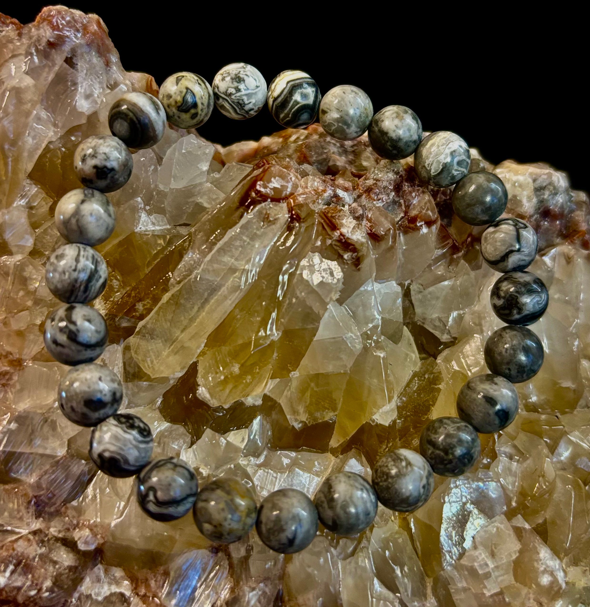 Wavy Lace Jasper 8mm Reiki-Infused Manifestation & Grounding Bracelet (Medium-Large Wrists) | | Wiccan Center