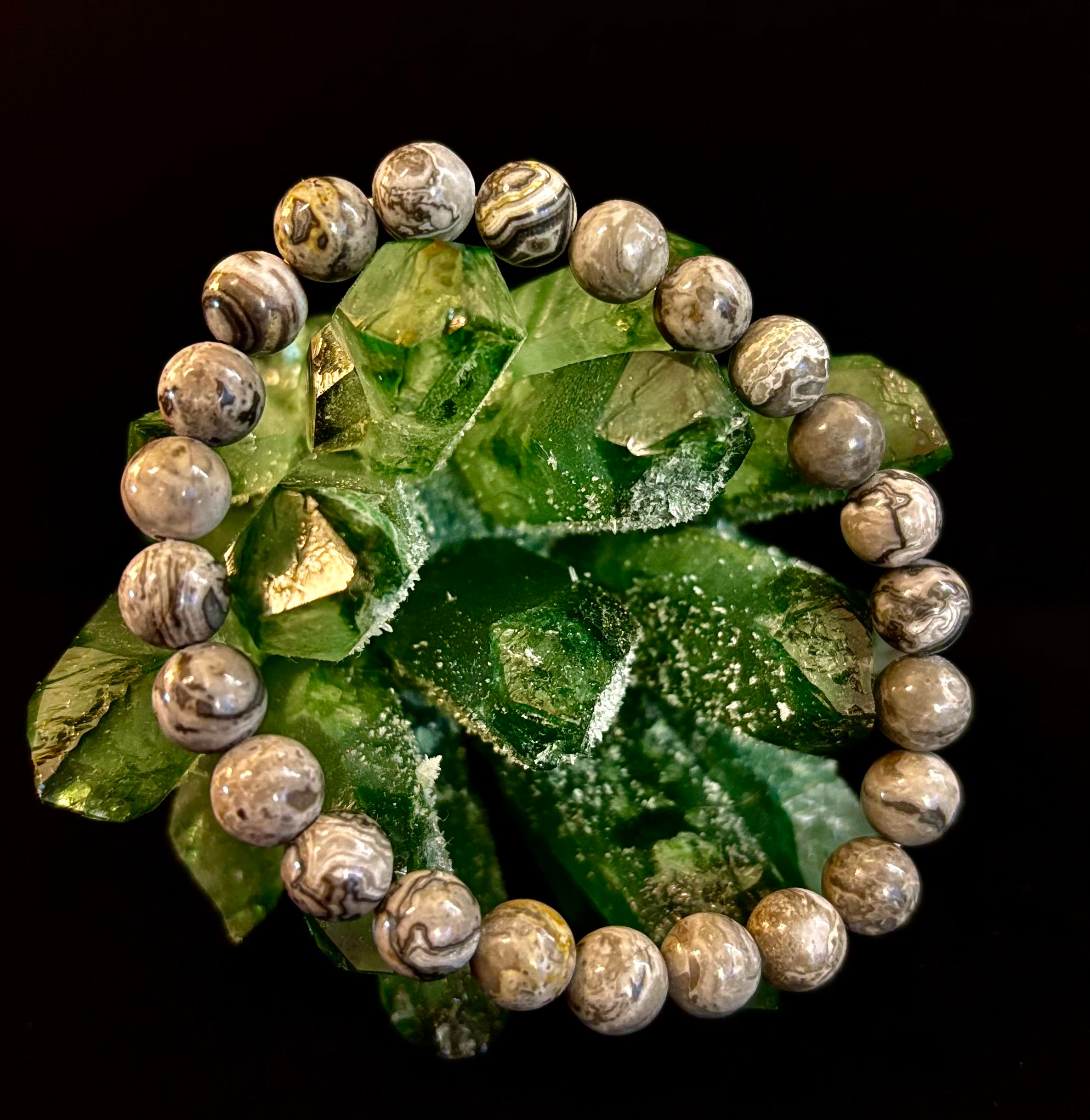 Wavy Lace Jasper 8mm Reiki-Infused Manifestation & Grounding Bracelet (Medium-Large Wrists) | | Wiccan Center