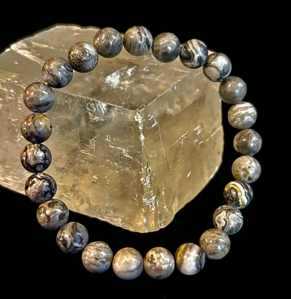 Wavy Lace Jasper 8mm Reiki-Infused Manifestation & Grounding Bracelet (Medium-Large Wrists) | | Wiccan Center