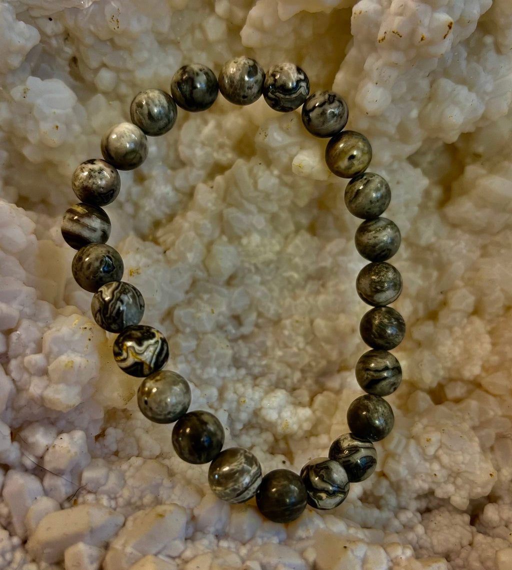 Wavy Lace Jasper 8mm Reiki-Infused Manifestation & Grounding Bracelet (Medium-Large Wrists) | | Wiccan Center