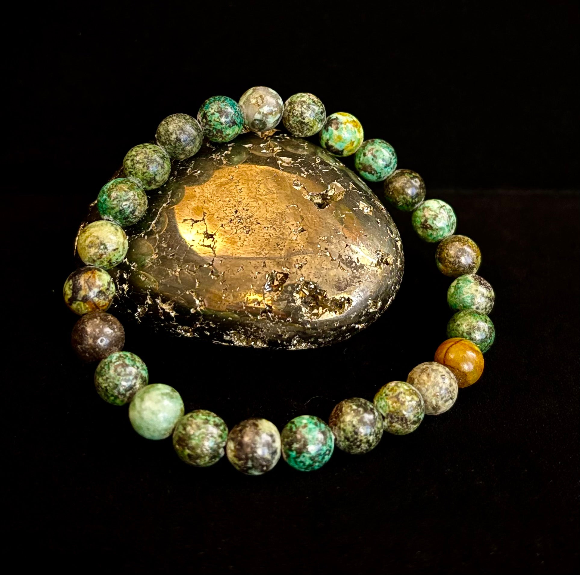 African Turquoise 8mm Reiki-Infused Growth & Manifestation Bracelet (Medium-Large Wrists) | | Wiccan Center