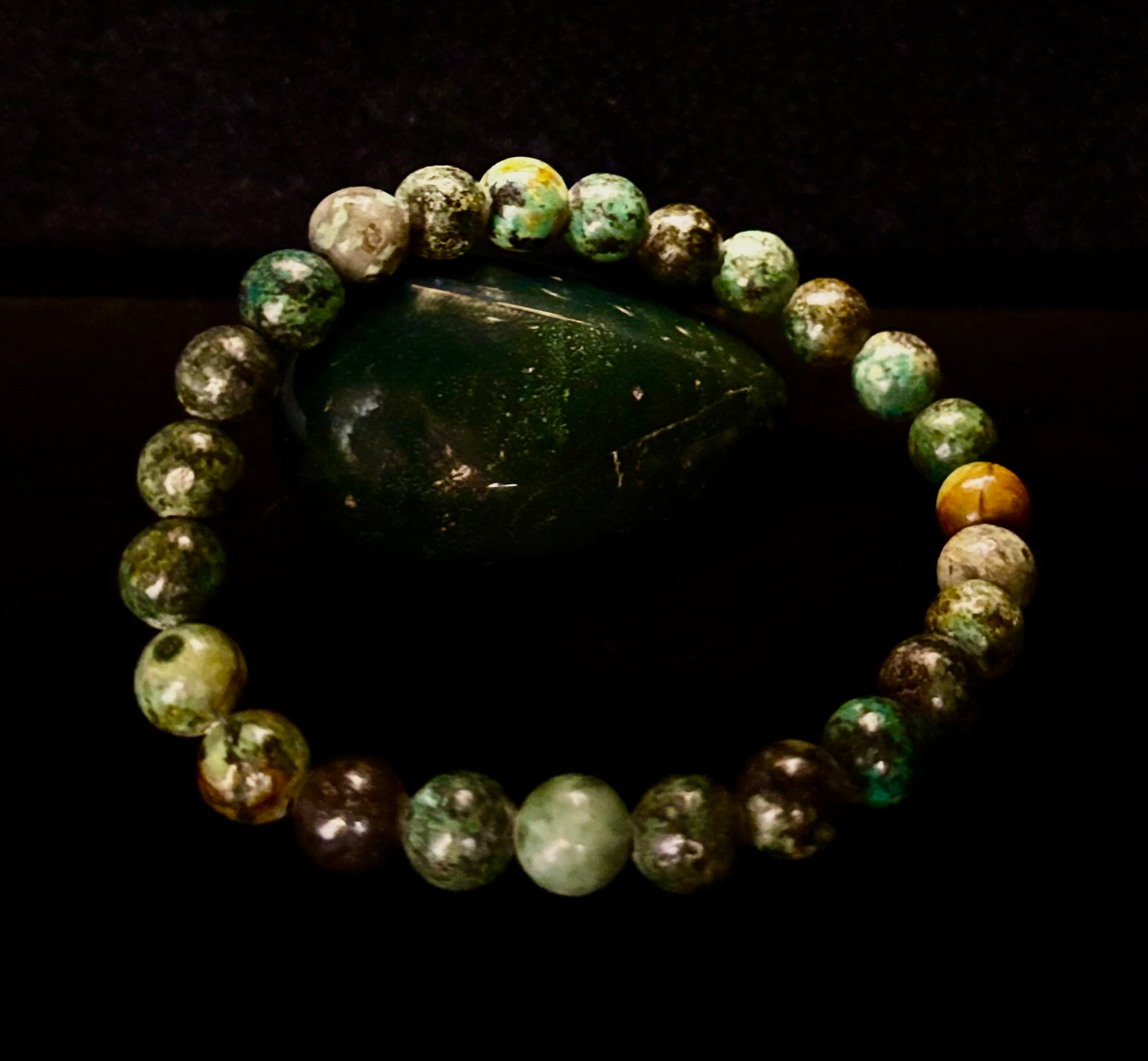 African Turquoise 8mm Reiki-Infused Growth & Manifestation Bracelet (Medium-Large Wrists) | | Wiccan Center