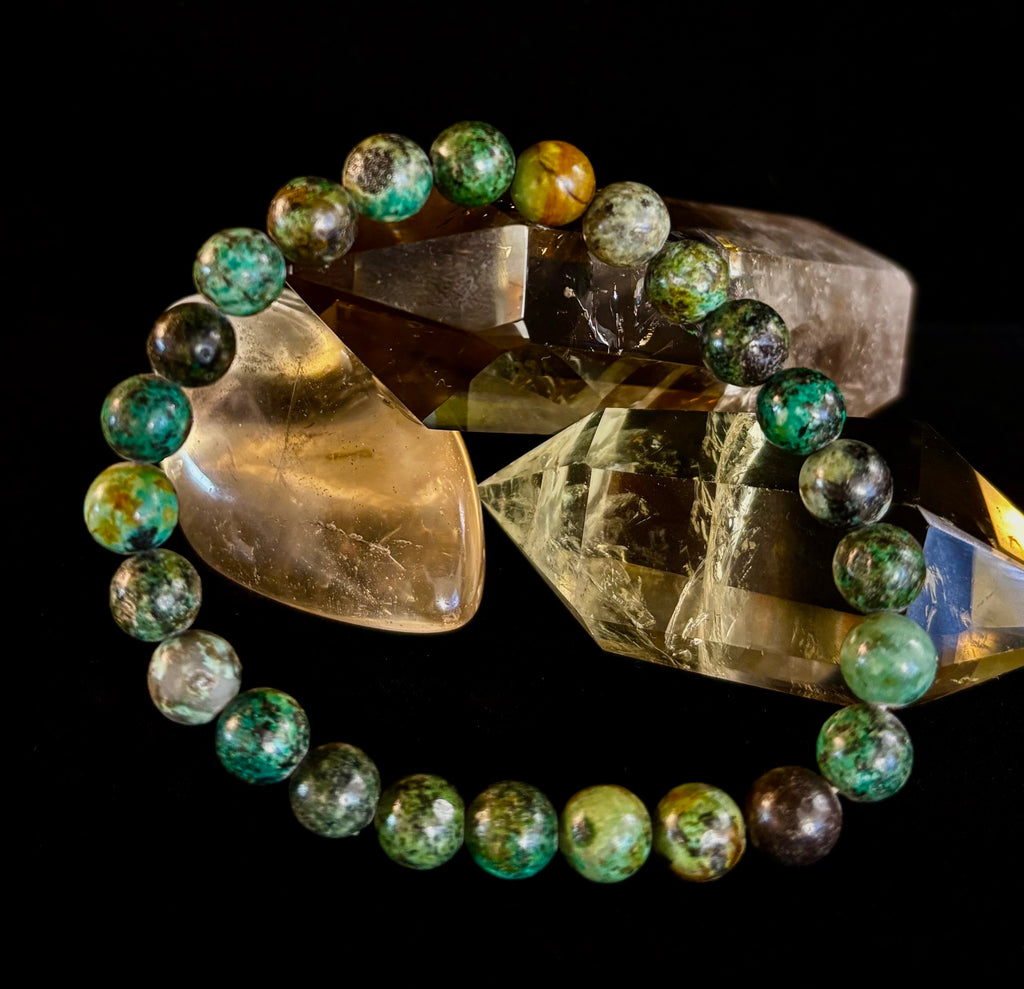 African Turquoise 8mm Reiki-Infused Growth & Manifestation Bracelet (Medium-Large Wrists) | | Wiccan Center