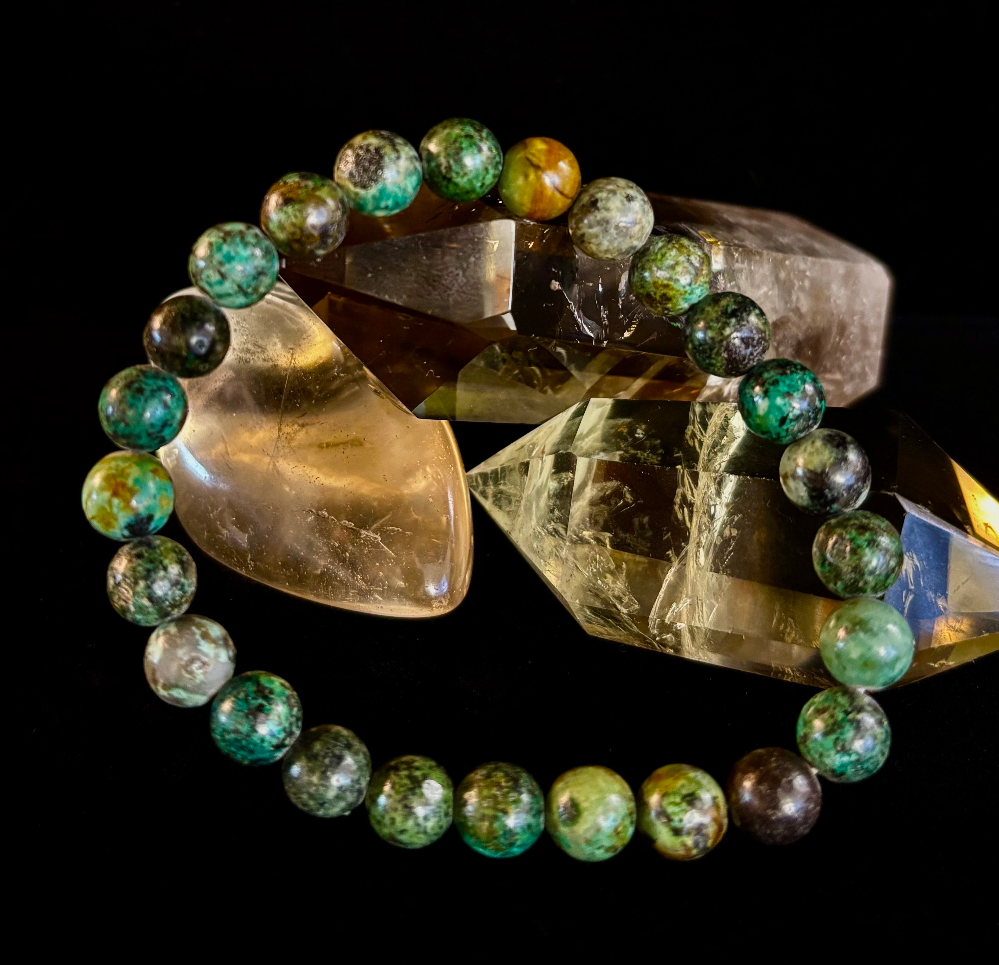 African Turquoise 8mm Reiki-Infused Growth & Manifestation Bracelet (Medium-Large Wrists) | | Wiccan Center