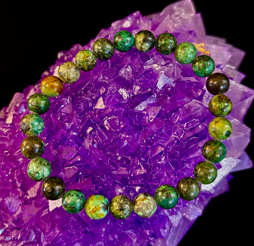 African Turquoise 8mm Reiki-Infused Growth & Manifestation Bracelet (Medium-Large Wrists) | | Wiccan Center