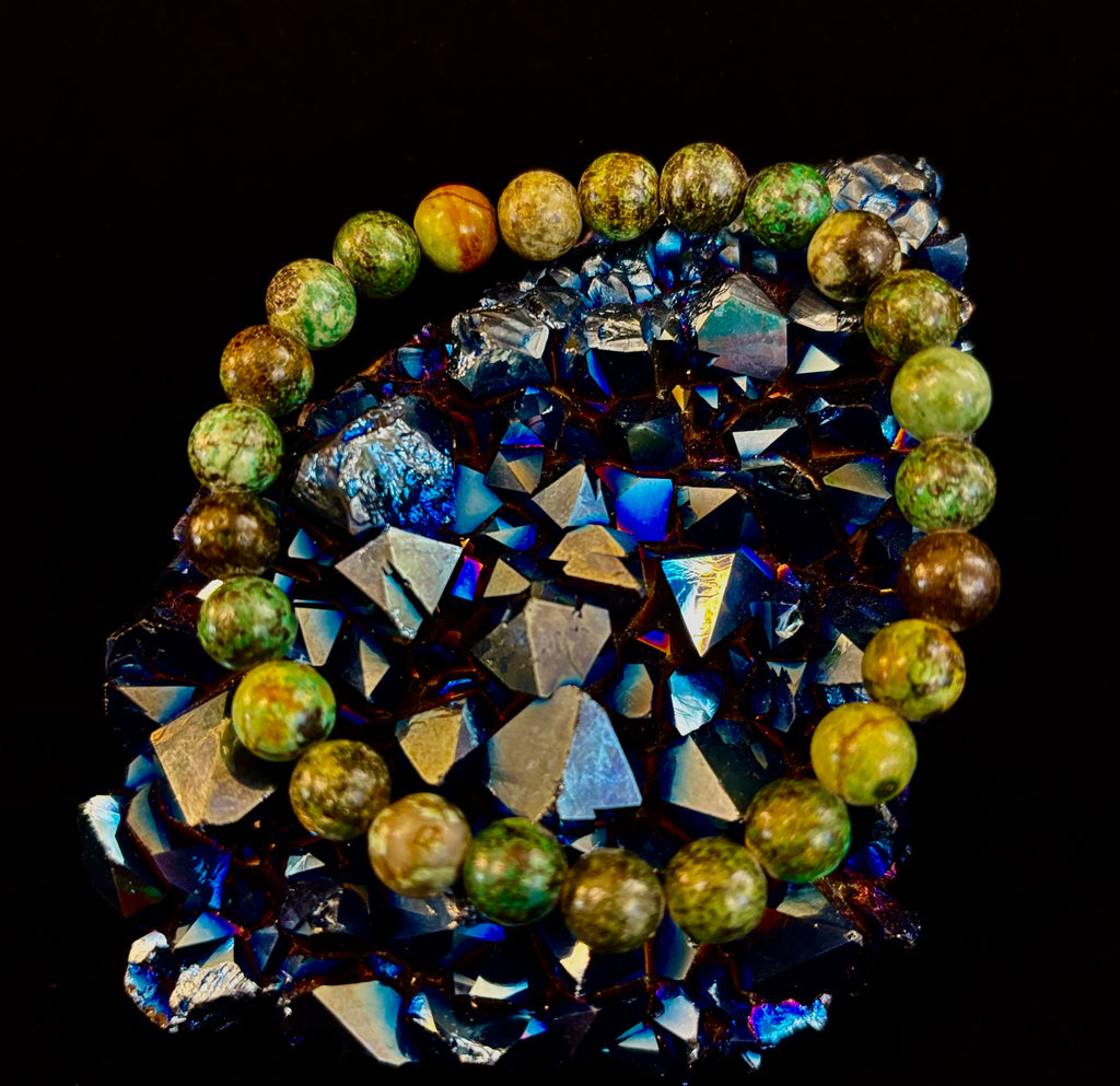 African Turquoise 8mm Reiki-Infused Growth & Manifestation Bracelet (Medium-Large Wrists) | | Wiccan Center