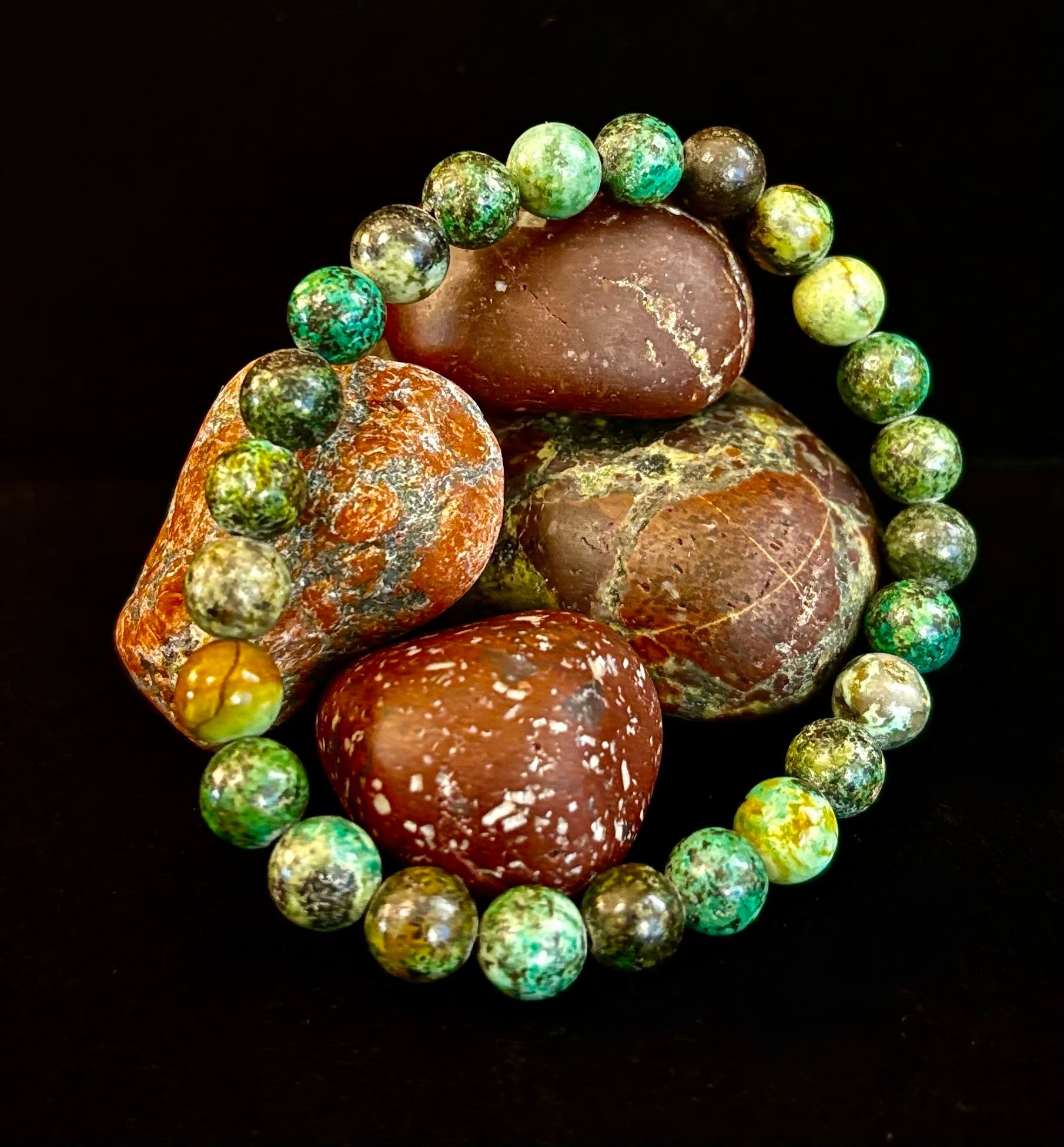 African Turquoise 8mm Reiki-Infused Growth & Manifestation Bracelet (Medium-Large Wrists) | | Wiccan Center