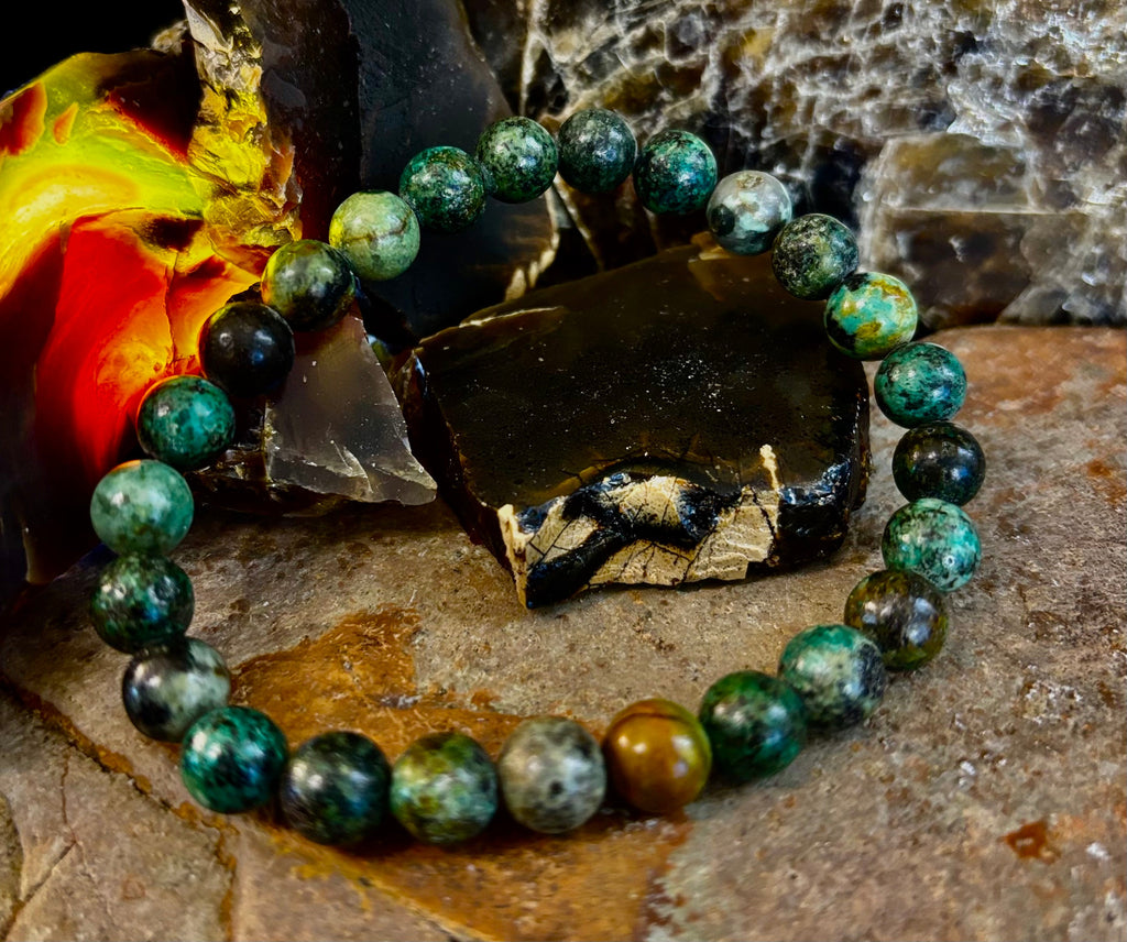 African Turquoise 8mm Reiki-Infused Growth & Manifestation Bracelet (Medium-Large Wrists) | | Wiccan Center