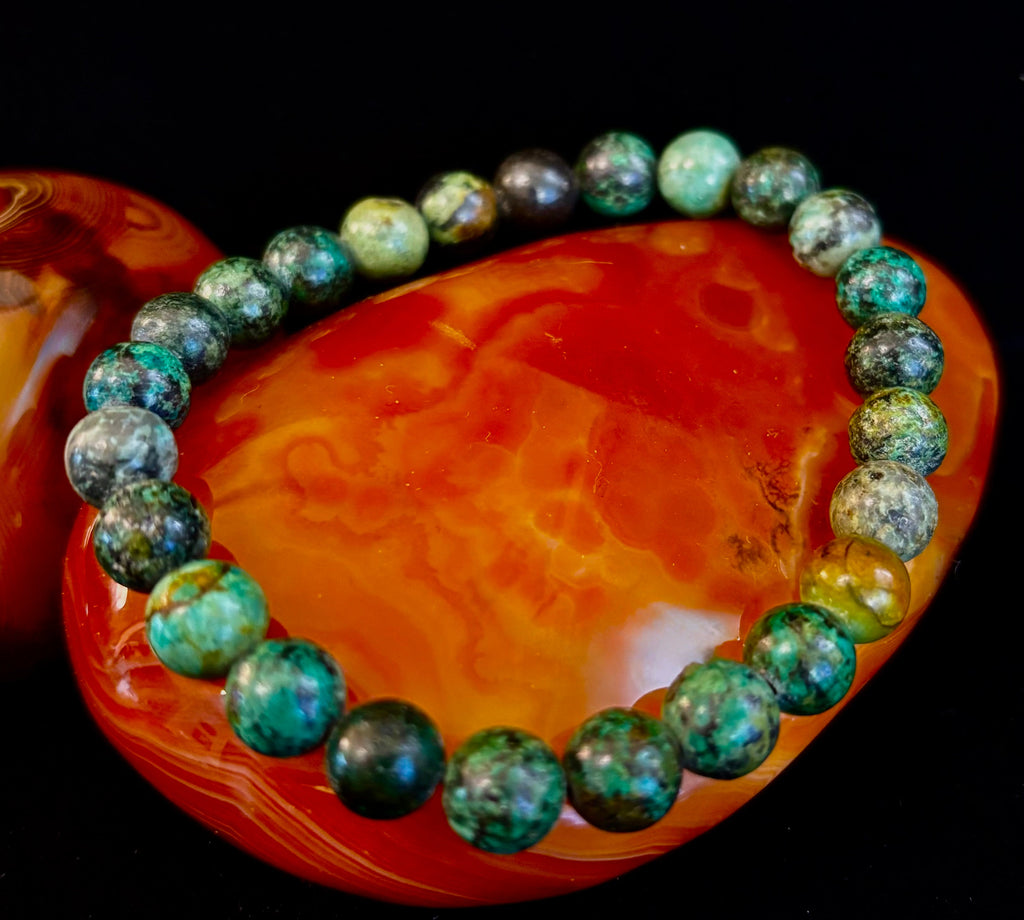 African Turquoise 8mm Reiki-Infused Growth & Manifestation Bracelet (Medium-Large Wrists) | | Wiccan Center