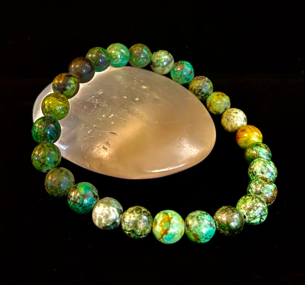 African Turquoise 8mm Reiki-Infused Growth & Manifestation Bracelet (Medium-Large Wrists) | | Wiccan Center