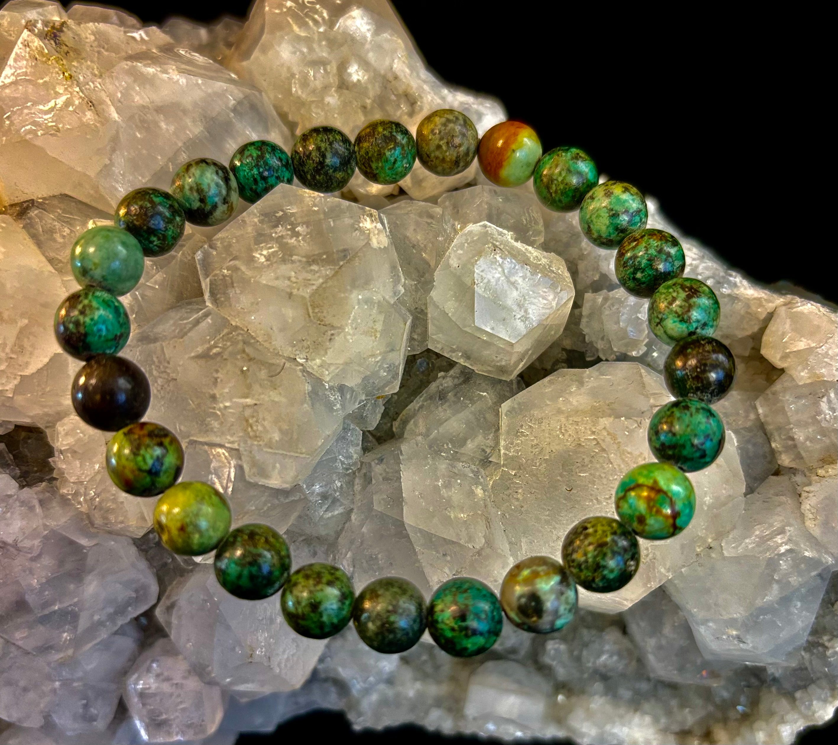 African Turquoise 8mm Reiki-Infused Growth & Manifestation Bracelet (Medium-Large Wrists) | | Wiccan Center