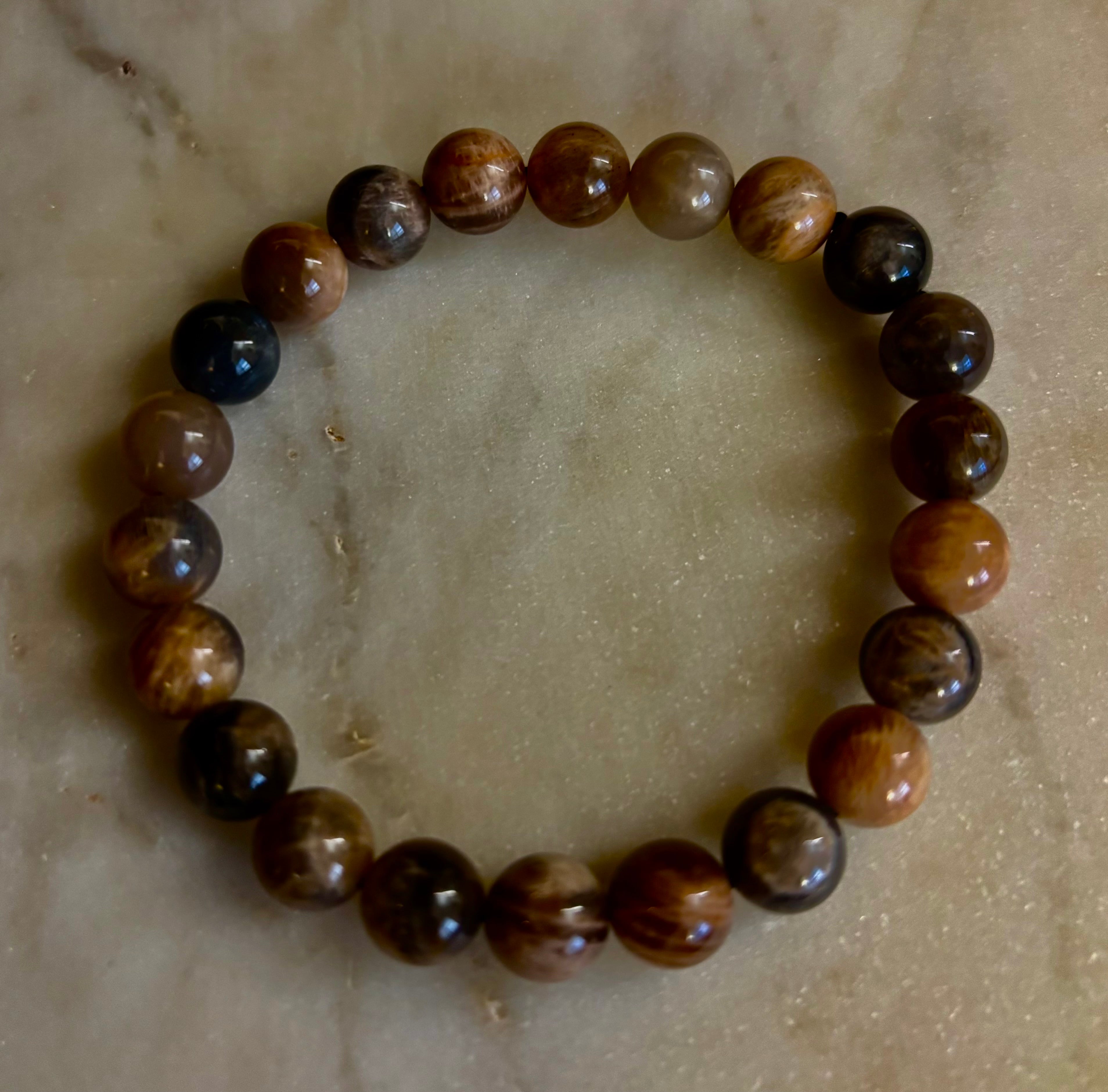 Black Moonstone 8mm Reiki-Infused Intuition & Manifestation Bracelet (Medium-Large Wrists) | | Wiccan Center