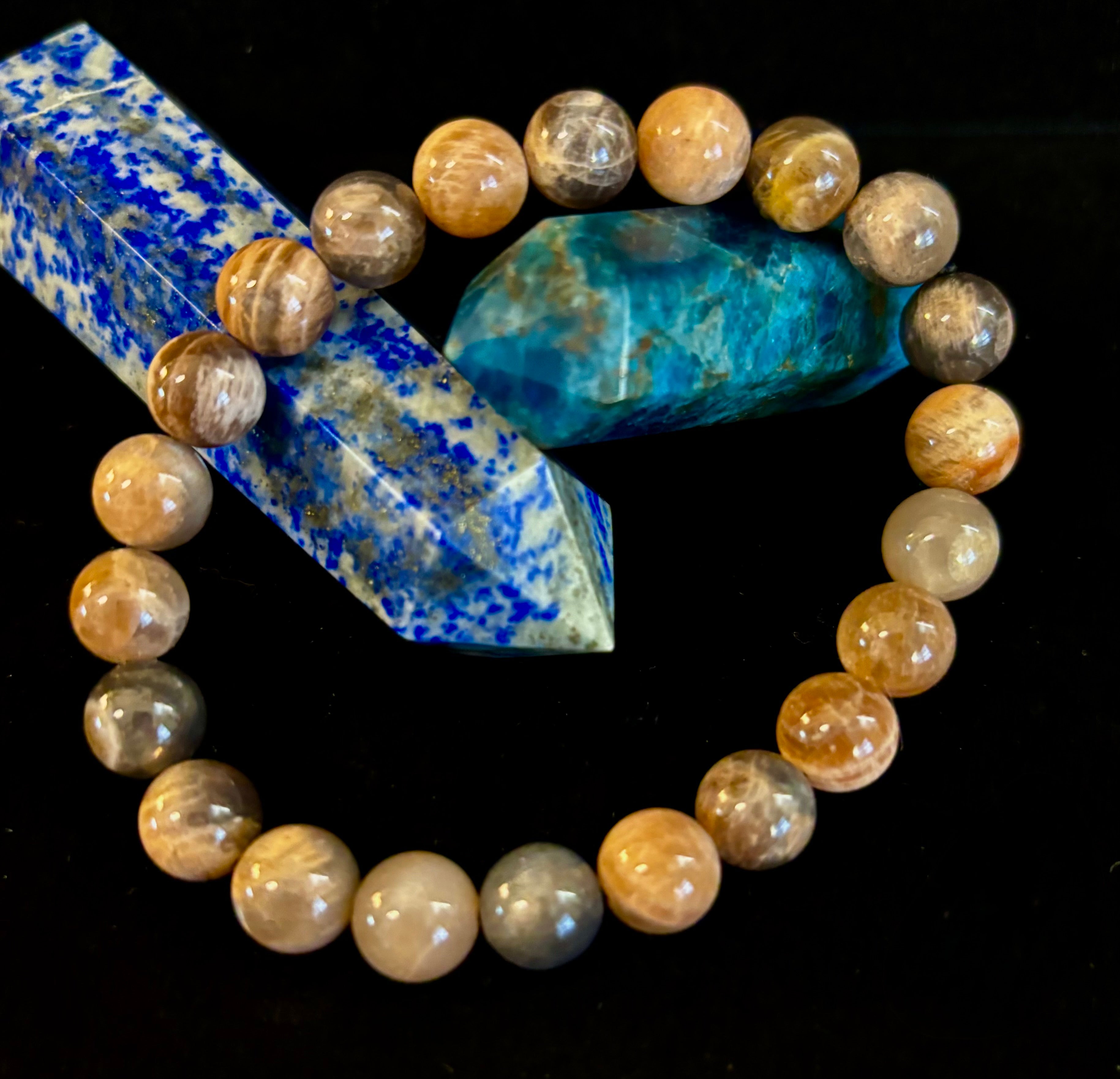 Black Moonstone 8mm Reiki-Infused Intuition & Manifestation Bracelet (Medium-Large Wrists) | | Wiccan Center