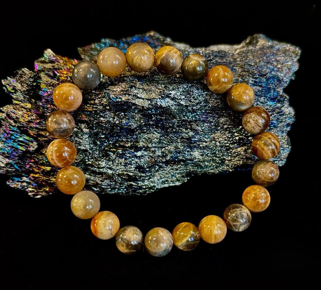 Black Moonstone 8mm Reiki-Infused Intuition & Manifestation Bracelet (Medium-Large Wrists) | | Wiccan Center