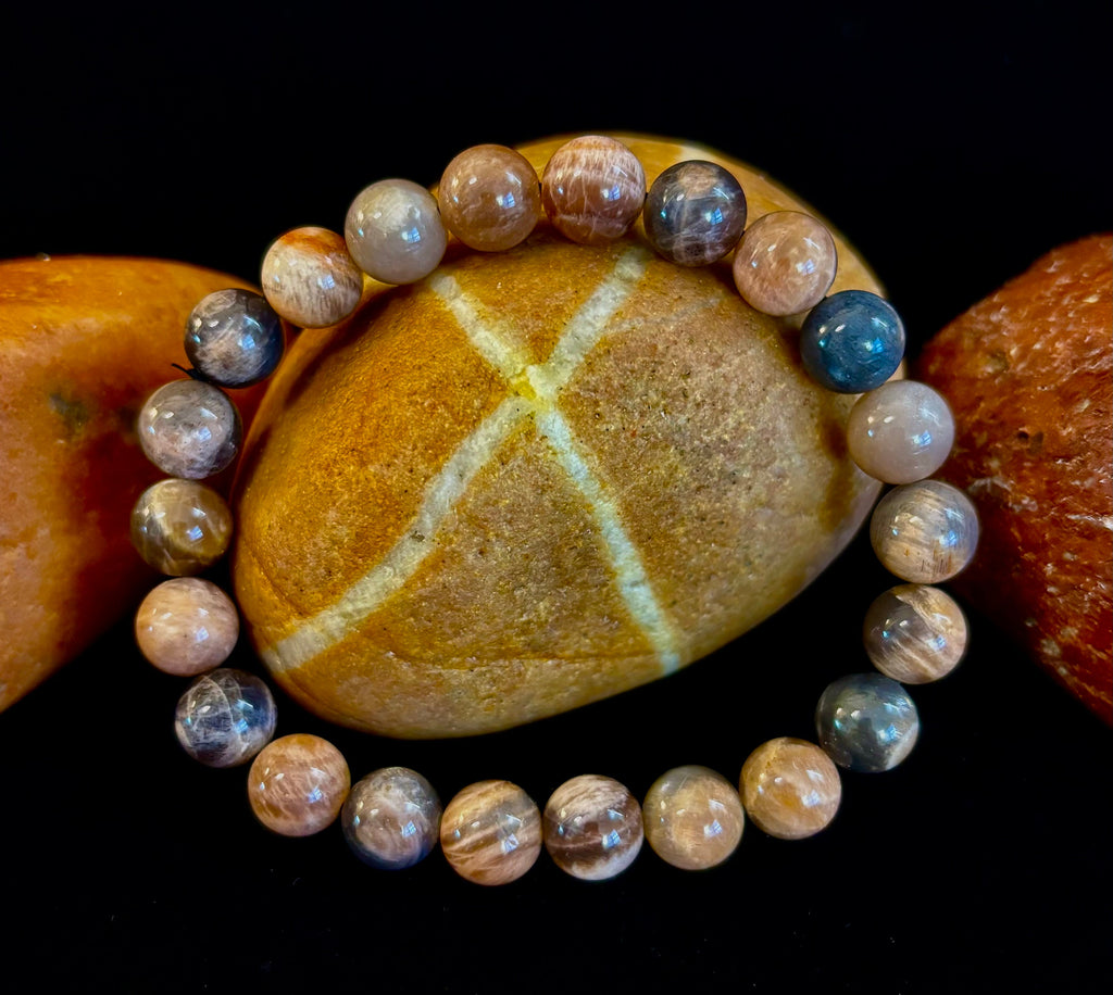 Black Moonstone 8mm Reiki-Infused Intuition & Manifestation Bracelet (Medium-Large Wrists) | | Wiccan Center