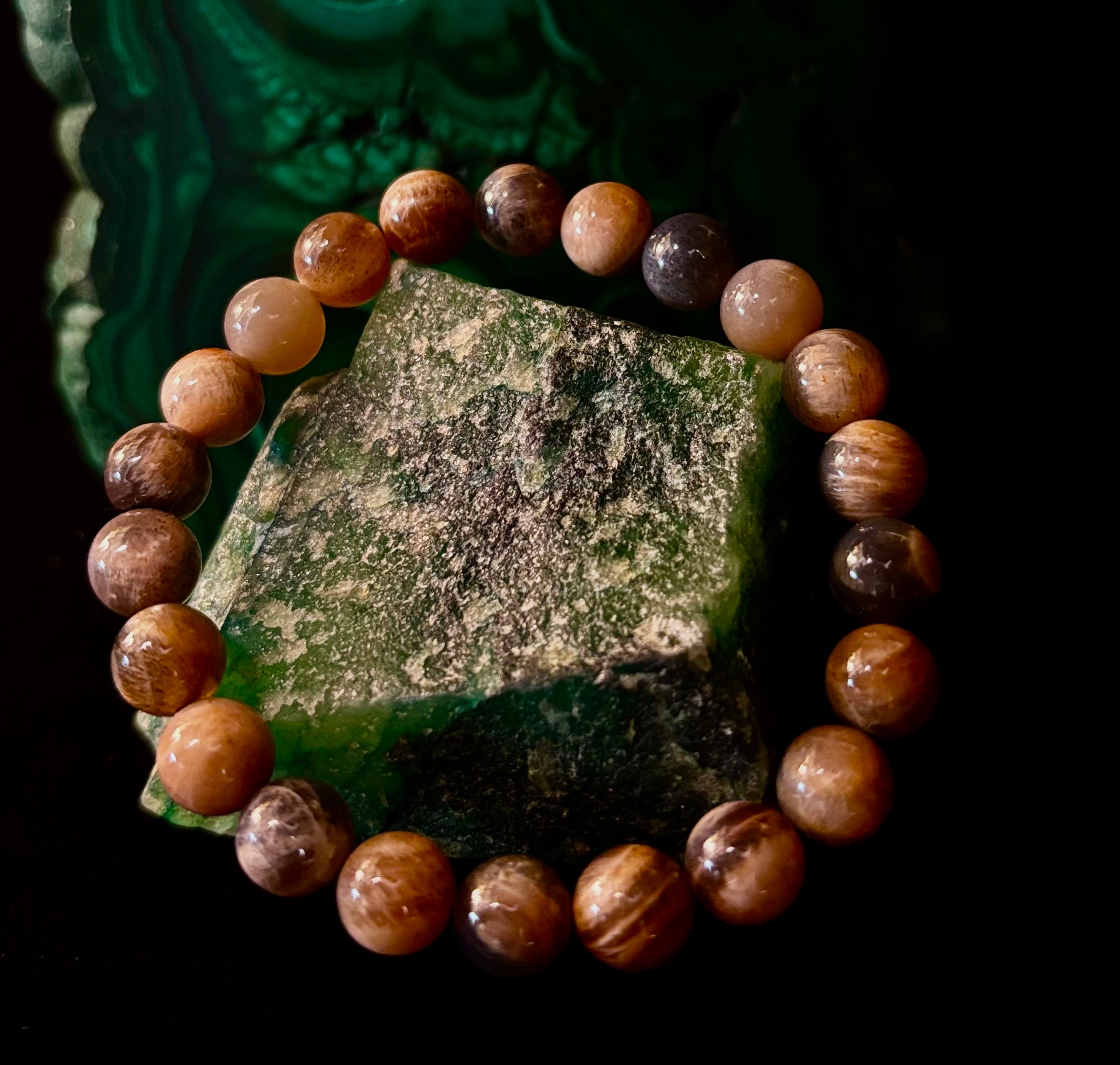 Black Moonstone 8mm Reiki-Infused Intuition & Manifestation Bracelet (Medium-Large Wrists) | | Wiccan Center
