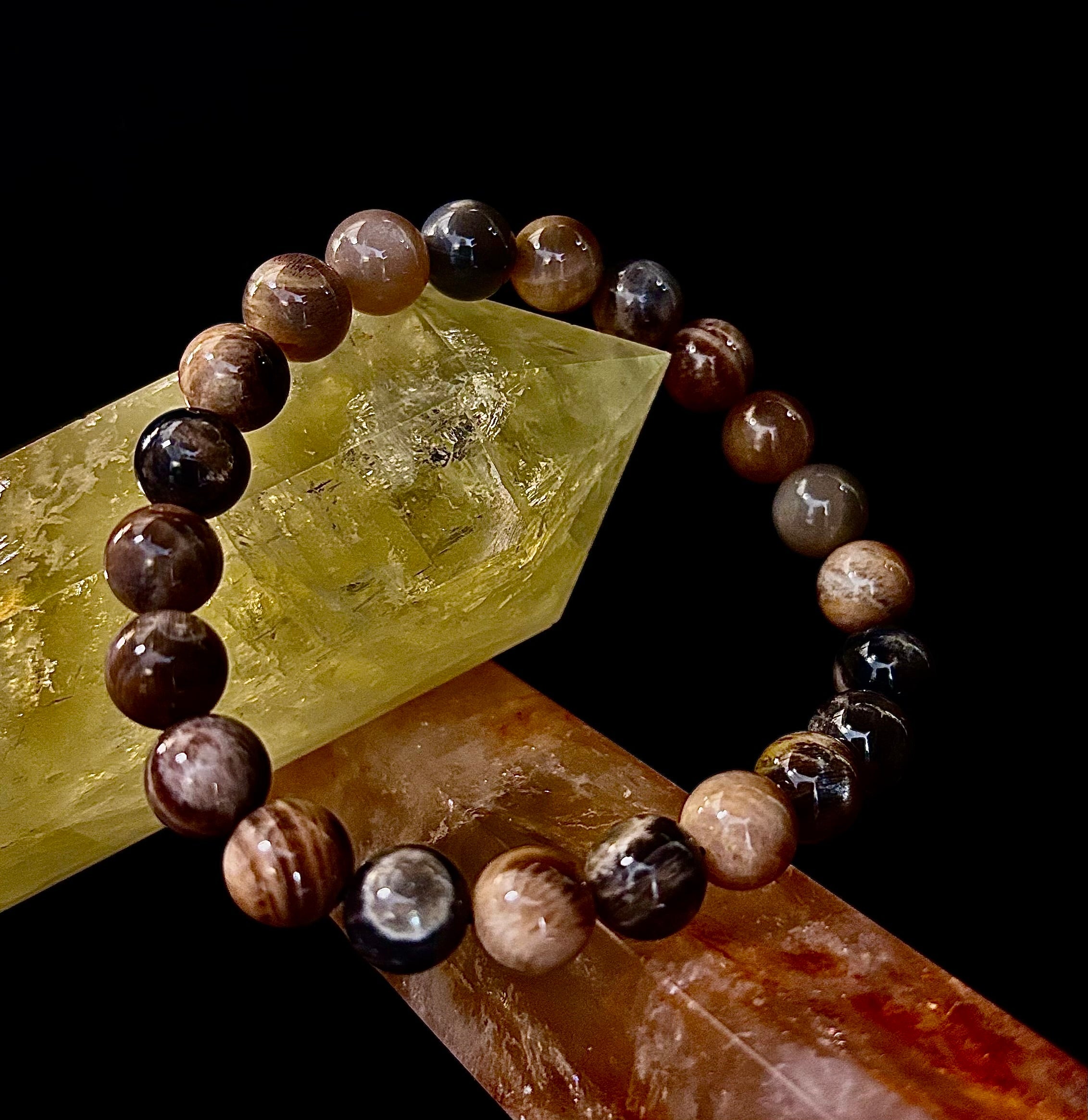 Black Moonstone 8mm Reiki-Infused Intuition & Manifestation Bracelet (Medium-Large Wrists) | | Wiccan Center