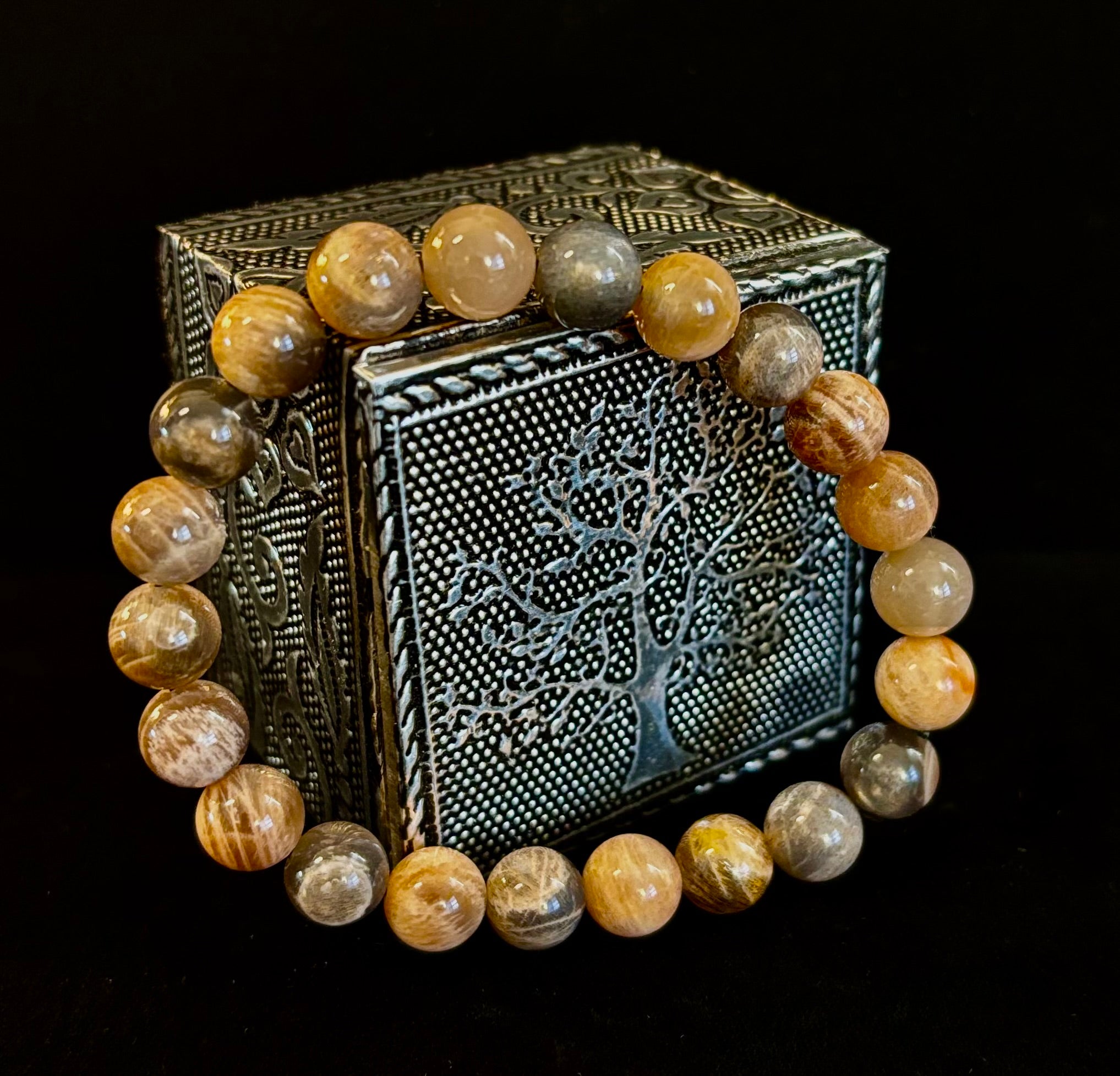 Black Moonstone 8mm Reiki-Infused Intuition & Manifestation Bracelet (Medium-Large Wrists) | | Wiccan Center