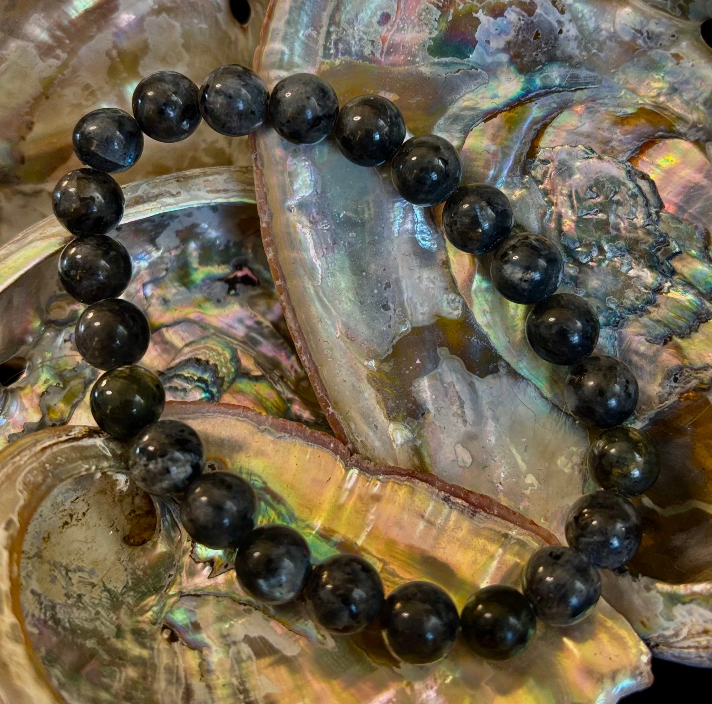 Larvikite 8mm Reiki-Infused Protection & Manifestation Bracelet (Medium-Large Wrists) | | Wiccan Center