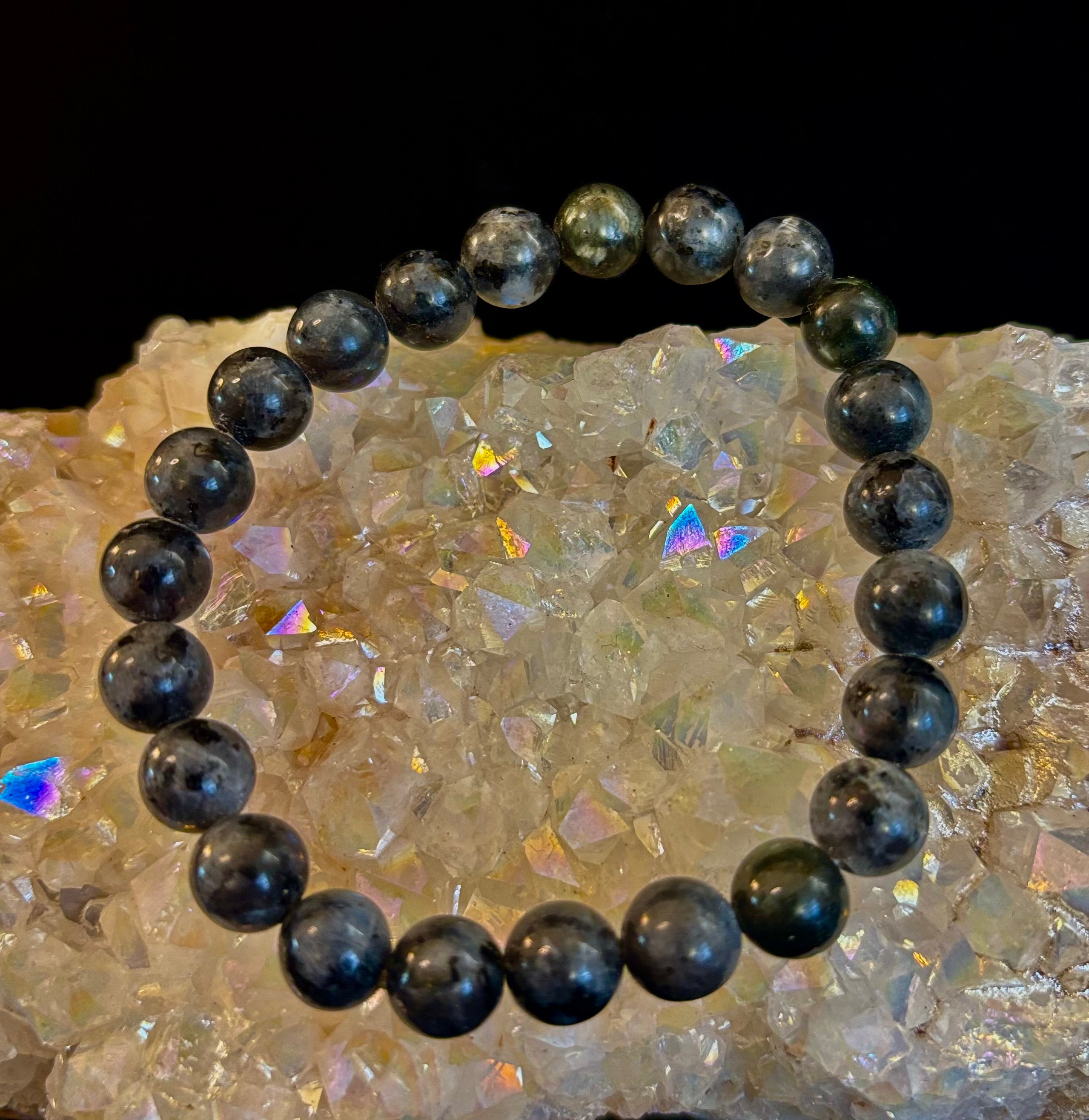Larvikite 8mm Reiki-Infused Protection & Manifestation Bracelet (Medium-Large Wrists) | | Wiccan Center