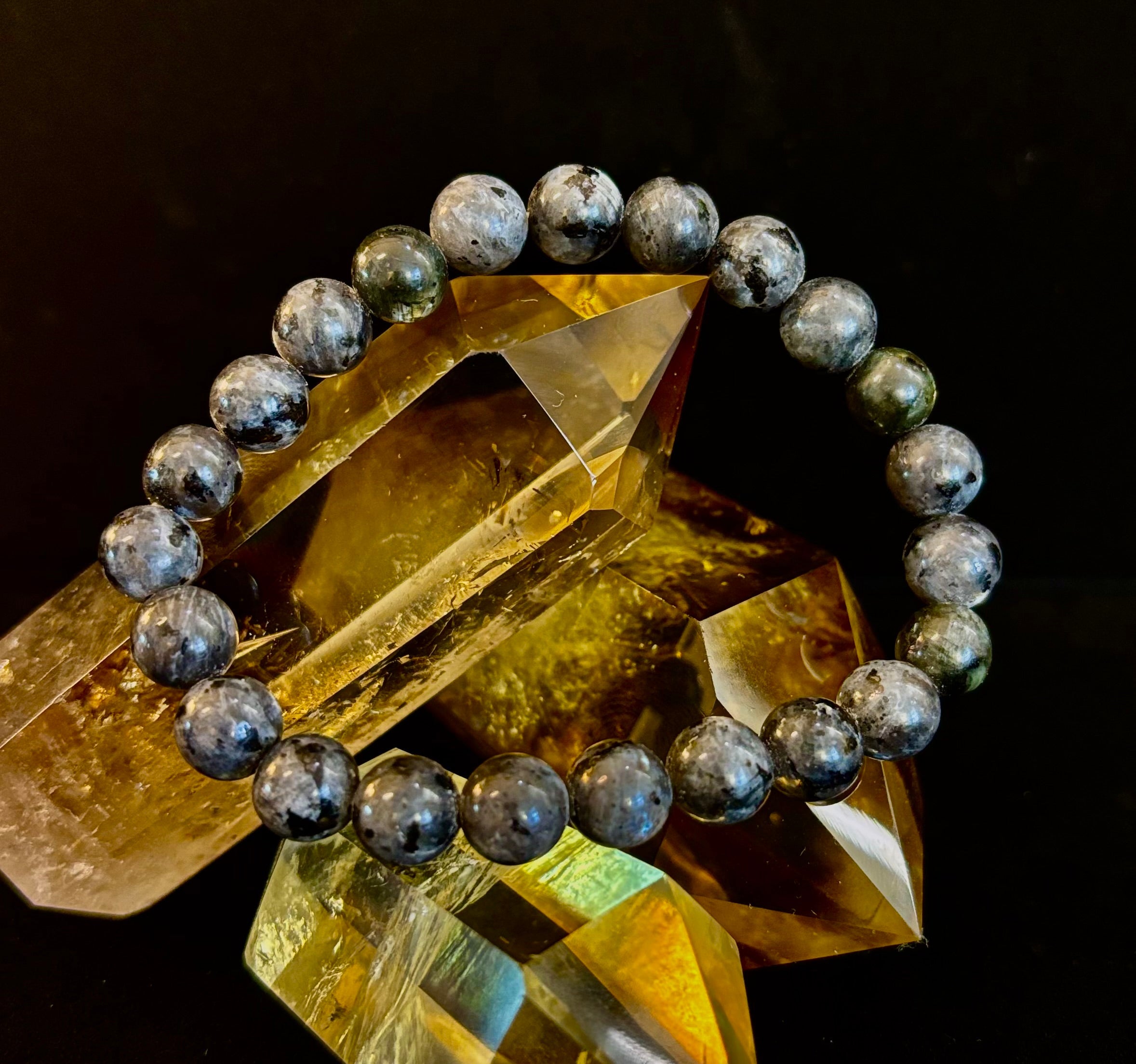 Larvikite 8mm Reiki-Infused Protection & Manifestation Bracelet (Medium-Large Wrists) | | Wiccan Center