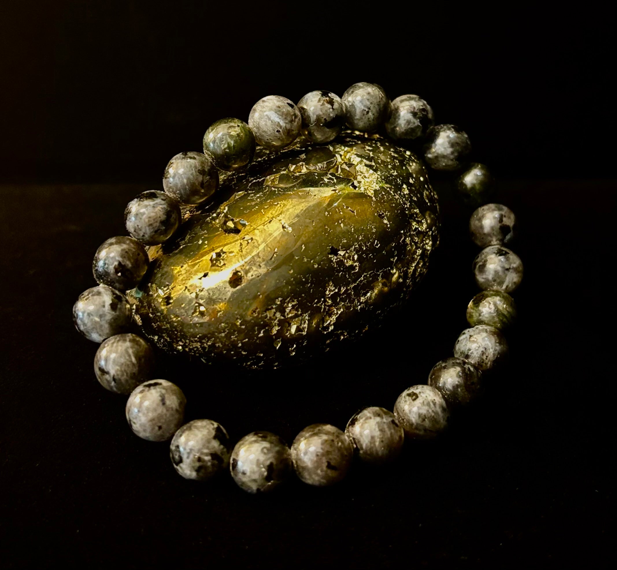 Larvikite 8mm Reiki-Infused Protection & Manifestation Bracelet (Medium-Large Wrists) | | Wiccan Center