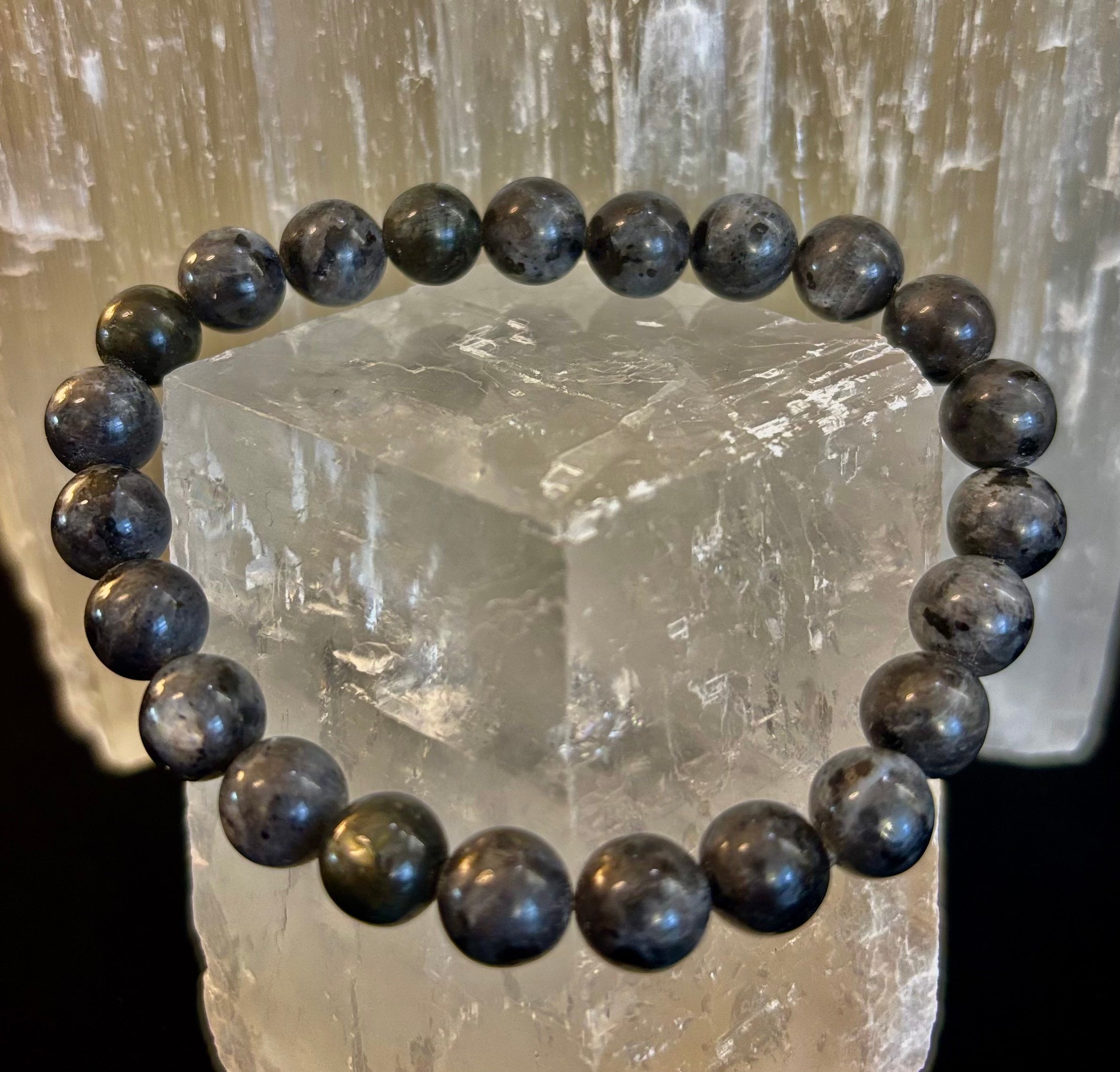 Larvikite 8mm Reiki-Infused Protection & Manifestation Bracelet (Medium-Large Wrists) | | Wiccan Center