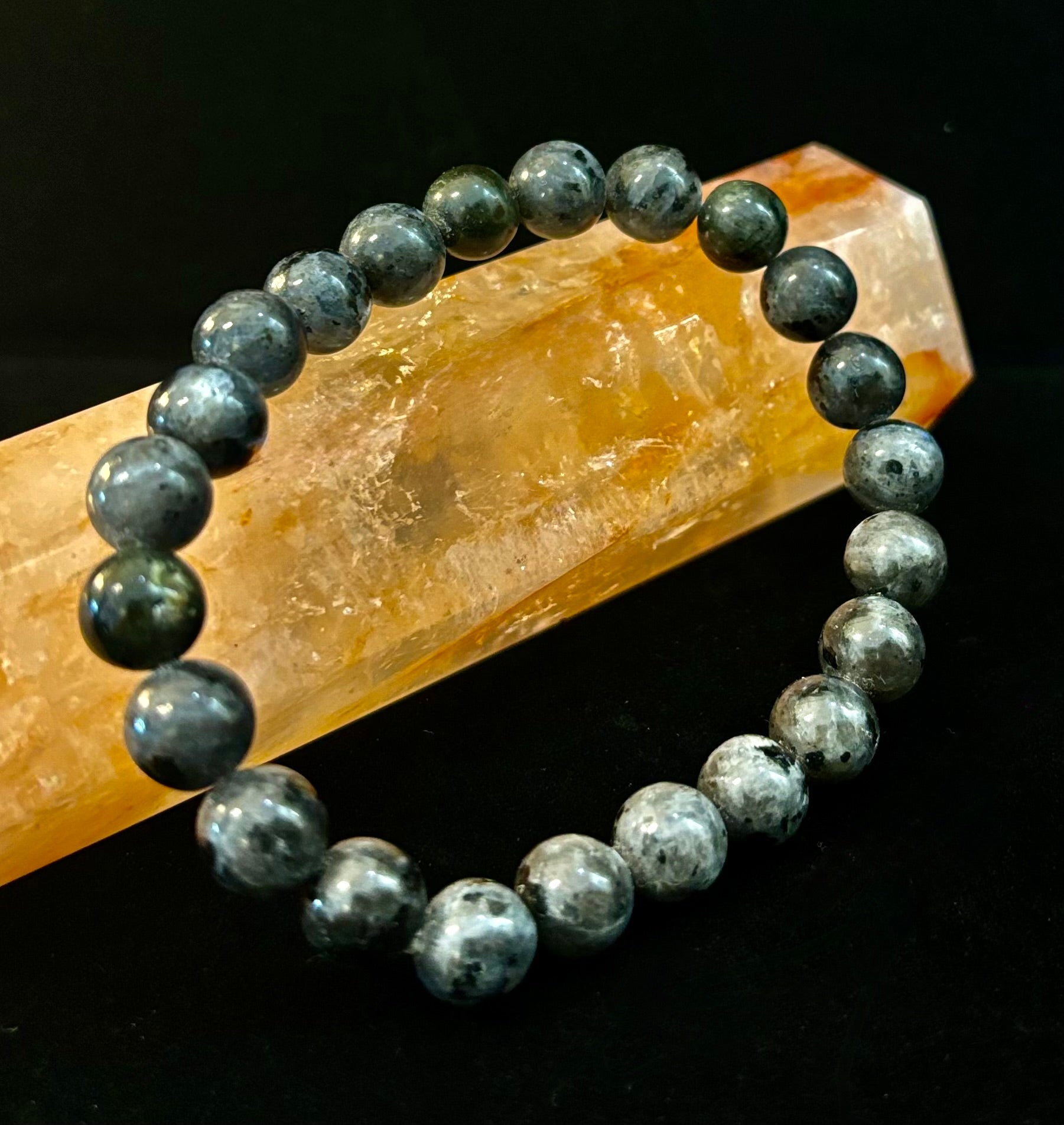 Larvikite 8mm Reiki-Infused Protection & Manifestation Bracelet (Medium-Large Wrists) | | Wiccan Center
