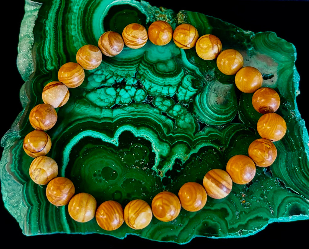 Wood Lace Agate 8mm Reiki-Infused Grounding & Manifestation Bracelet (Medium-Large Wrists) | | Wiccan Center