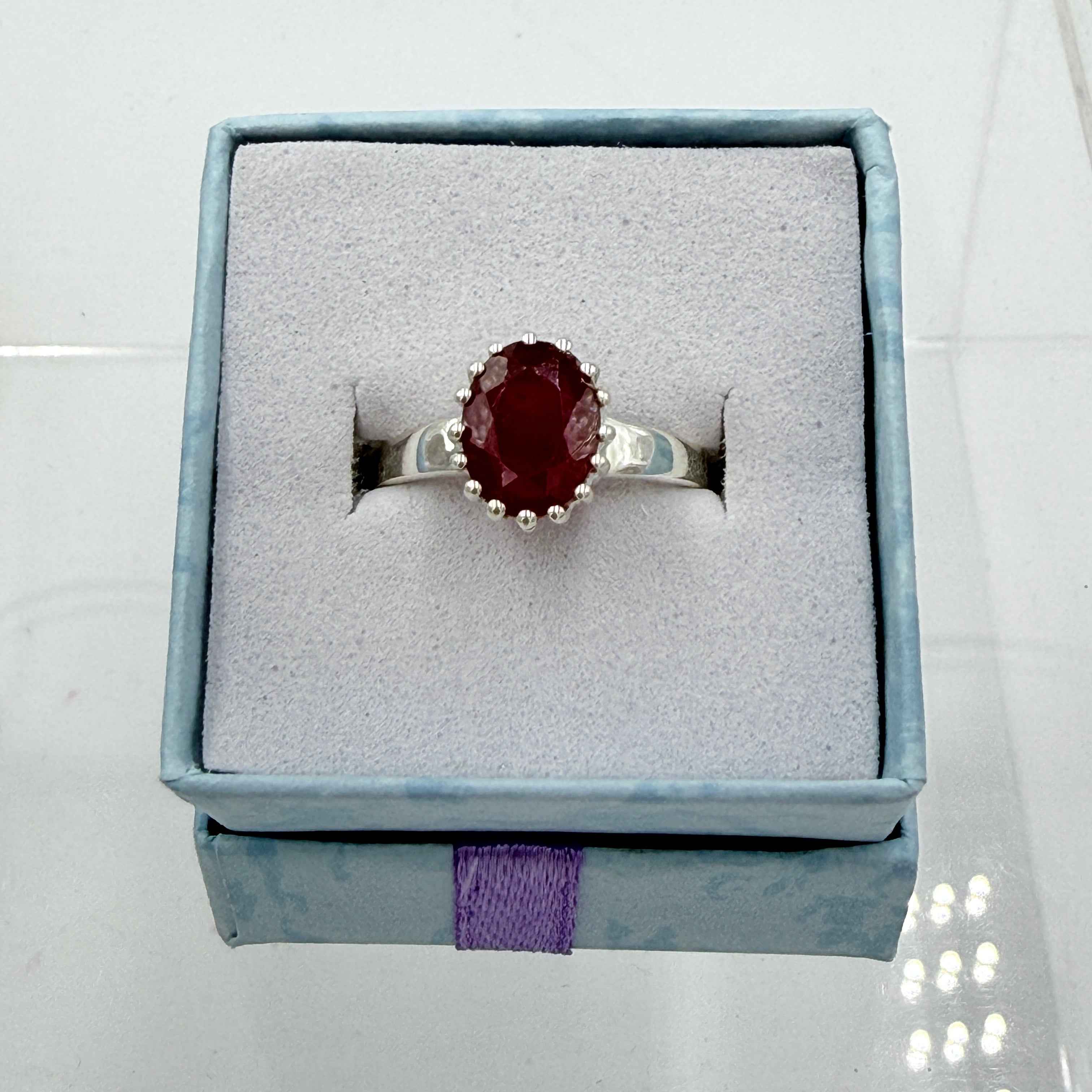 Sterling Silver Crown Faceted Oval Ruby Ring - Size 7 - Passionate, Vital & Empowering | Rings | Wiccan Center