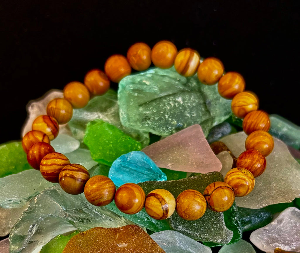 Wood Lace Agate 8mm Reiki-Infused Grounding & Manifestation Bracelet (Medium-Large Wrists) | | Wiccan Center