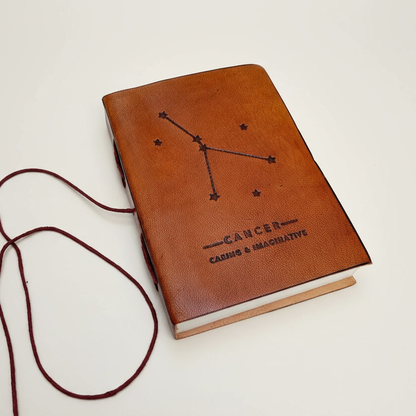 Astrology Zodiac Handmade Leather Journal | Journal | Wiccan Center