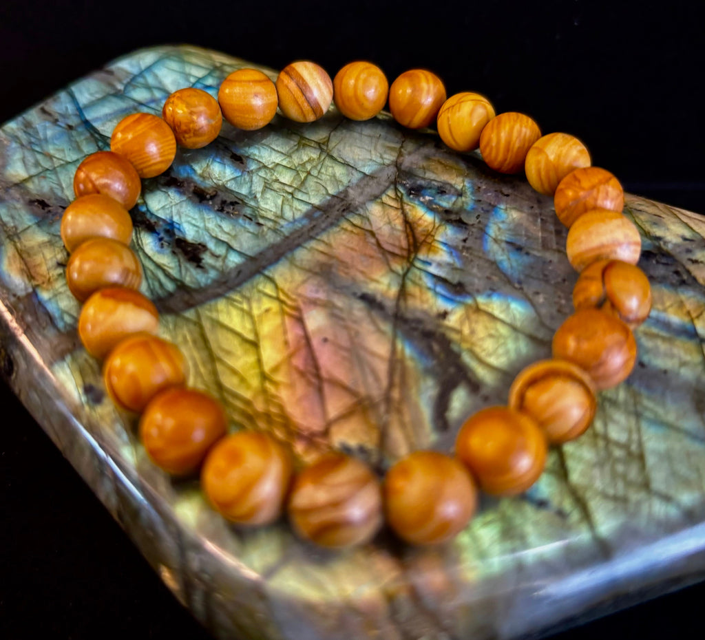Wood Lace Agate 8mm Reiki-Infused Grounding & Manifestation Bracelet (Medium-Large Wrists) | | Wiccan Center