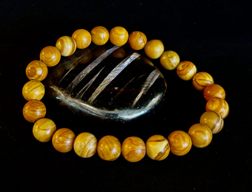 Wood Lace Agate 8mm Reiki-Infused Grounding & Manifestation Bracelet (Medium-Large Wrists) | | Wiccan Center