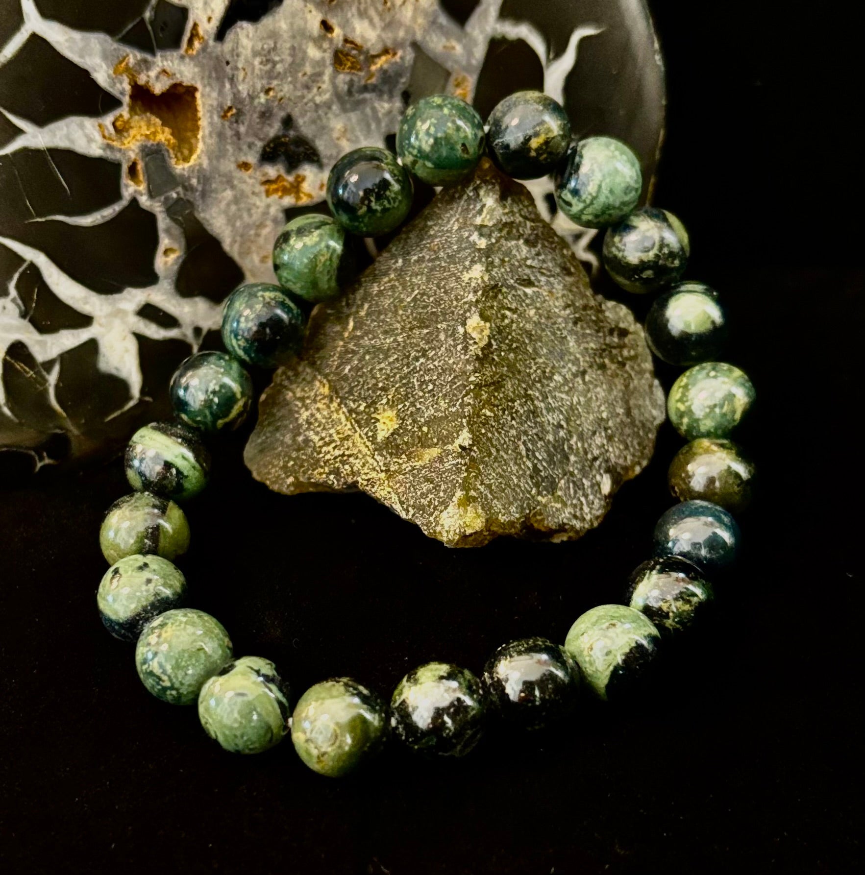 Kambaba Jasper 8mm Reiki-Infused Peace & Manifestation Bracelet (Medium-Large Wrists) | | Wiccan Center