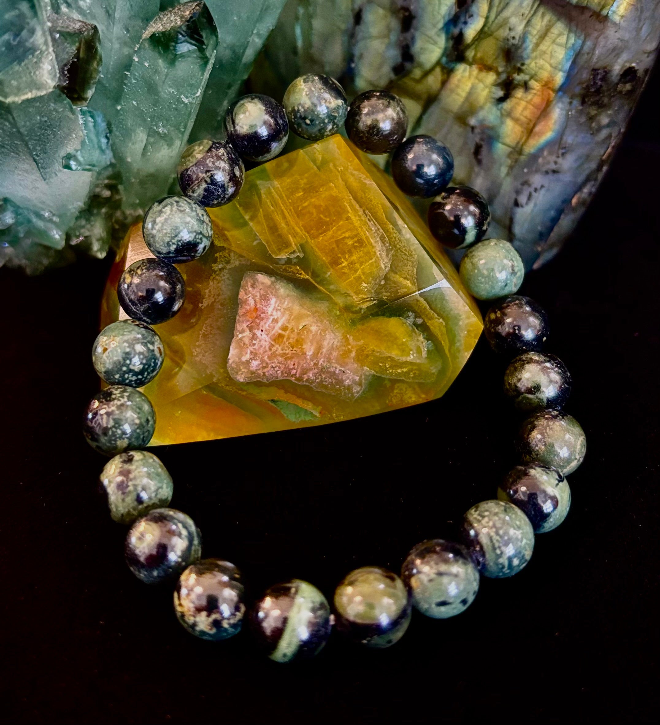 Kambaba Jasper 8mm Reiki-Infused Peace & Manifestation Bracelet (Medium-Large Wrists) | | Wiccan Center