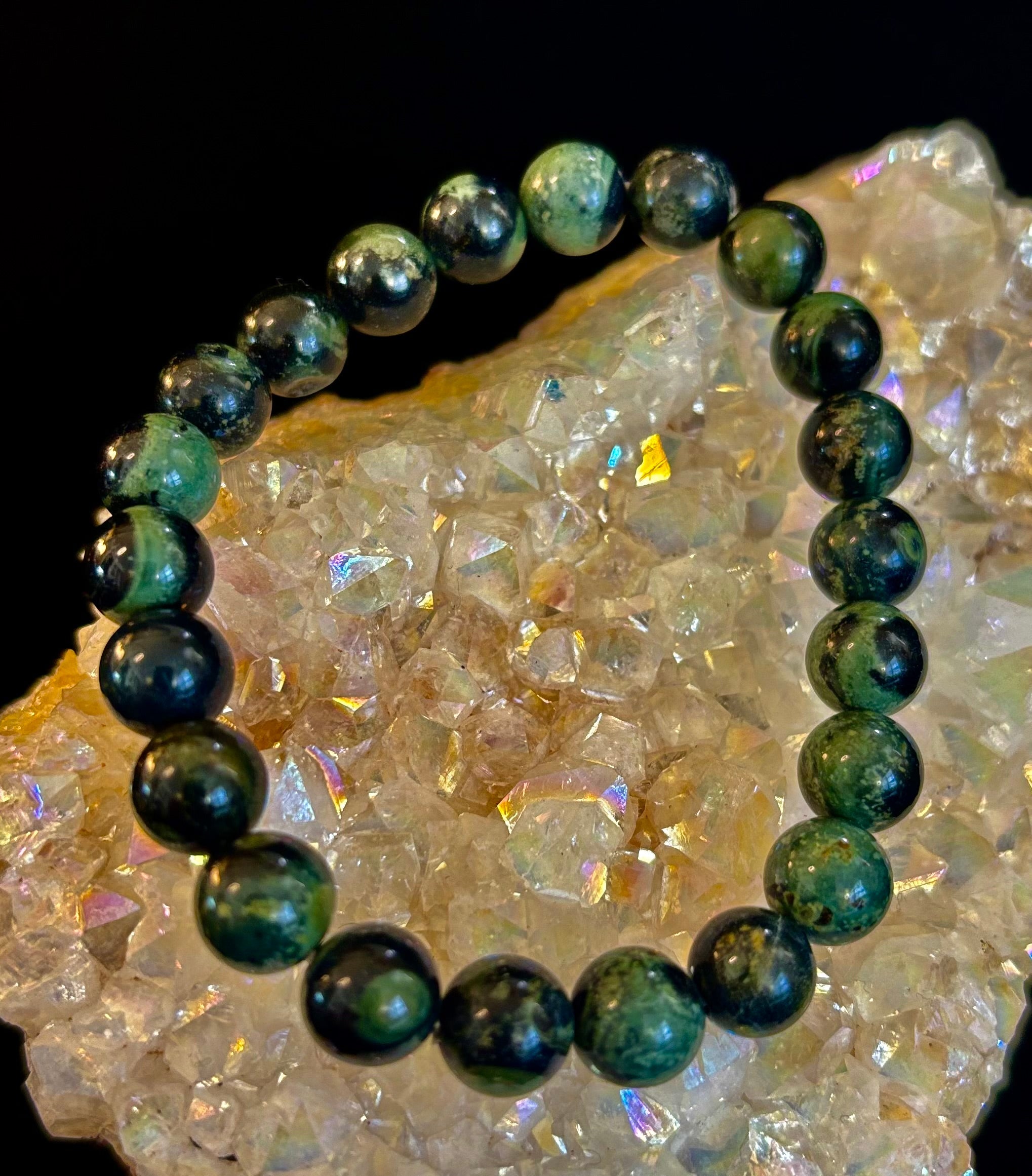 Kambaba Jasper 8mm Reiki-Infused Peace & Manifestation Bracelet (Medium-Large Wrists) | | Wiccan Center