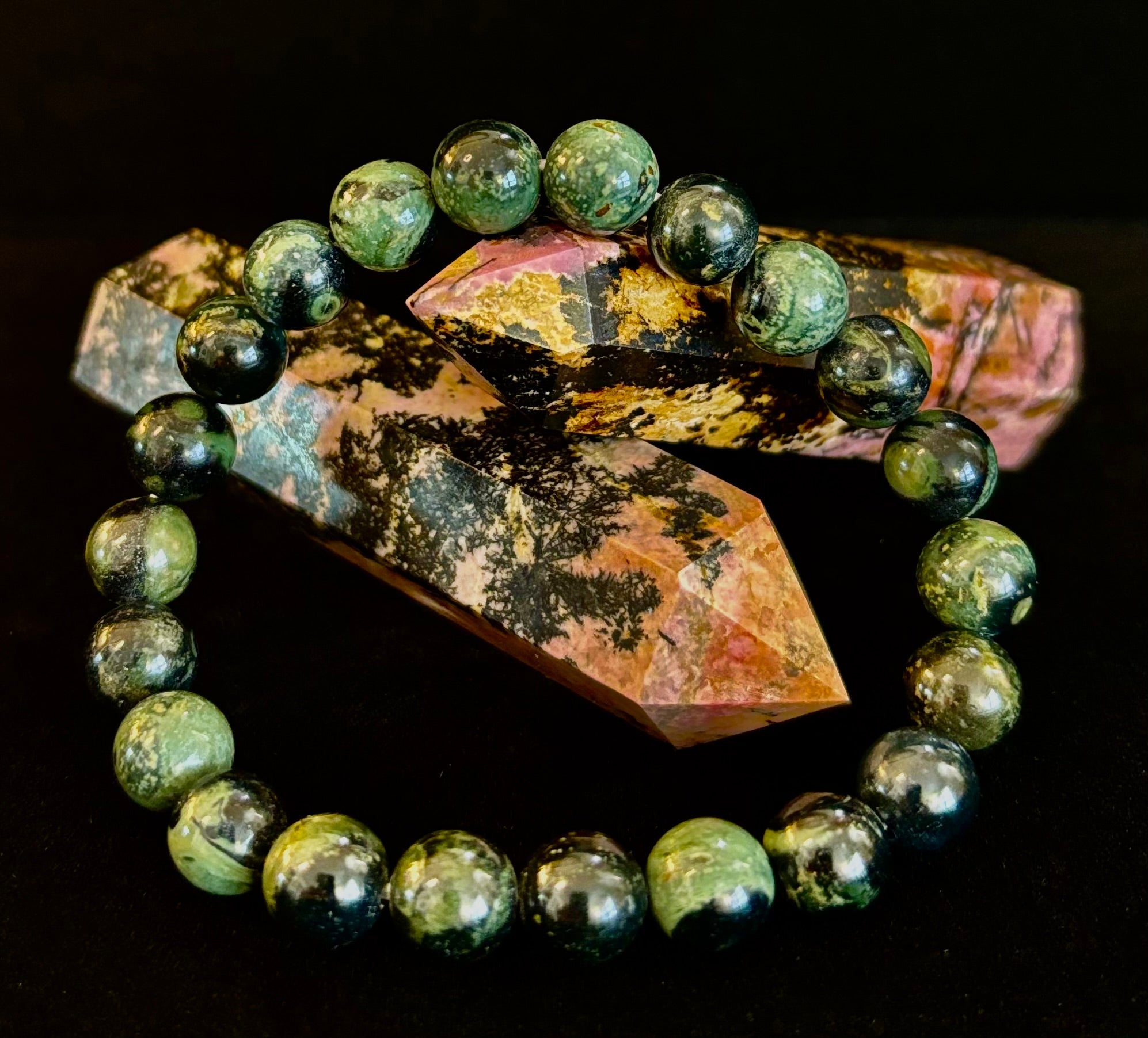 Kambaba Jasper 8mm Reiki-Infused Peace & Manifestation Bracelet (Medium-Large Wrists) | | Wiccan Center