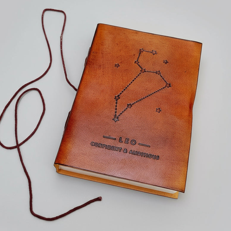 Astrology Zodiac Handmade Leather Journal | Journal | Wiccan Center