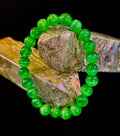 Green Cat Eye Stone Crystal Beaded Bracelet (8, 10, and 12 mm for Small and Medium Wrists) | | Wiccan Center