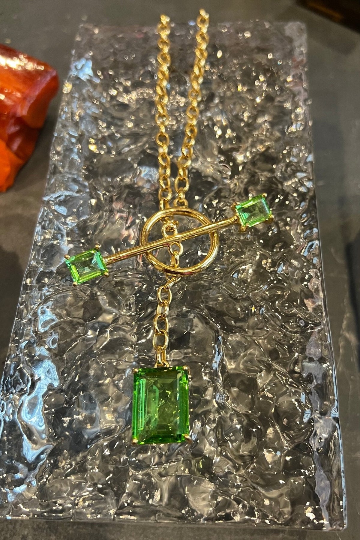 Calling Card Toggle Necklace in Green Envy (Gold) | Jewelry | Wiccan Center