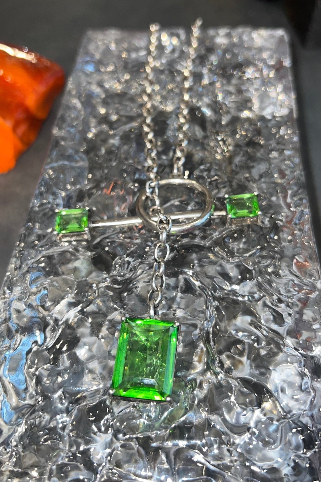 Calling Card Toggle Necklace in Green Envy (Silver) | Jewelry | Wiccan Center