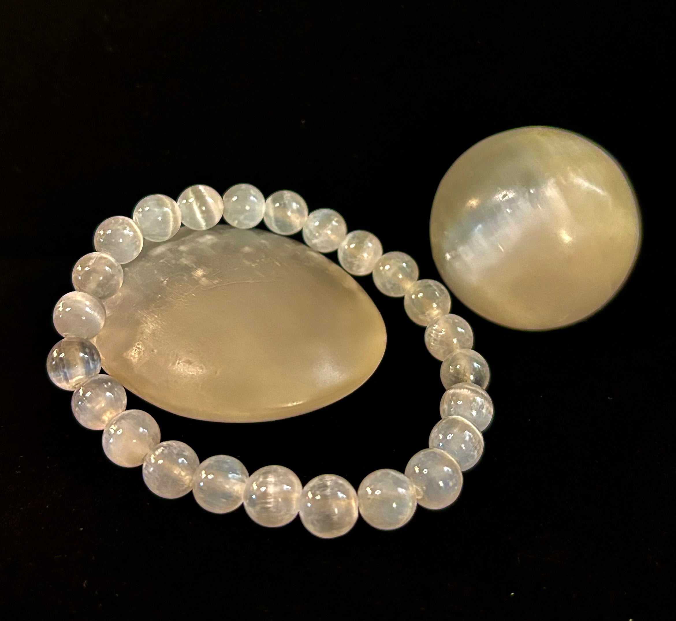 White Cat Eye Stone Bracelet – Reiki-Infused Clarity & Protection Jewelry (Medium–Large Wrist) | | Wiccan Center