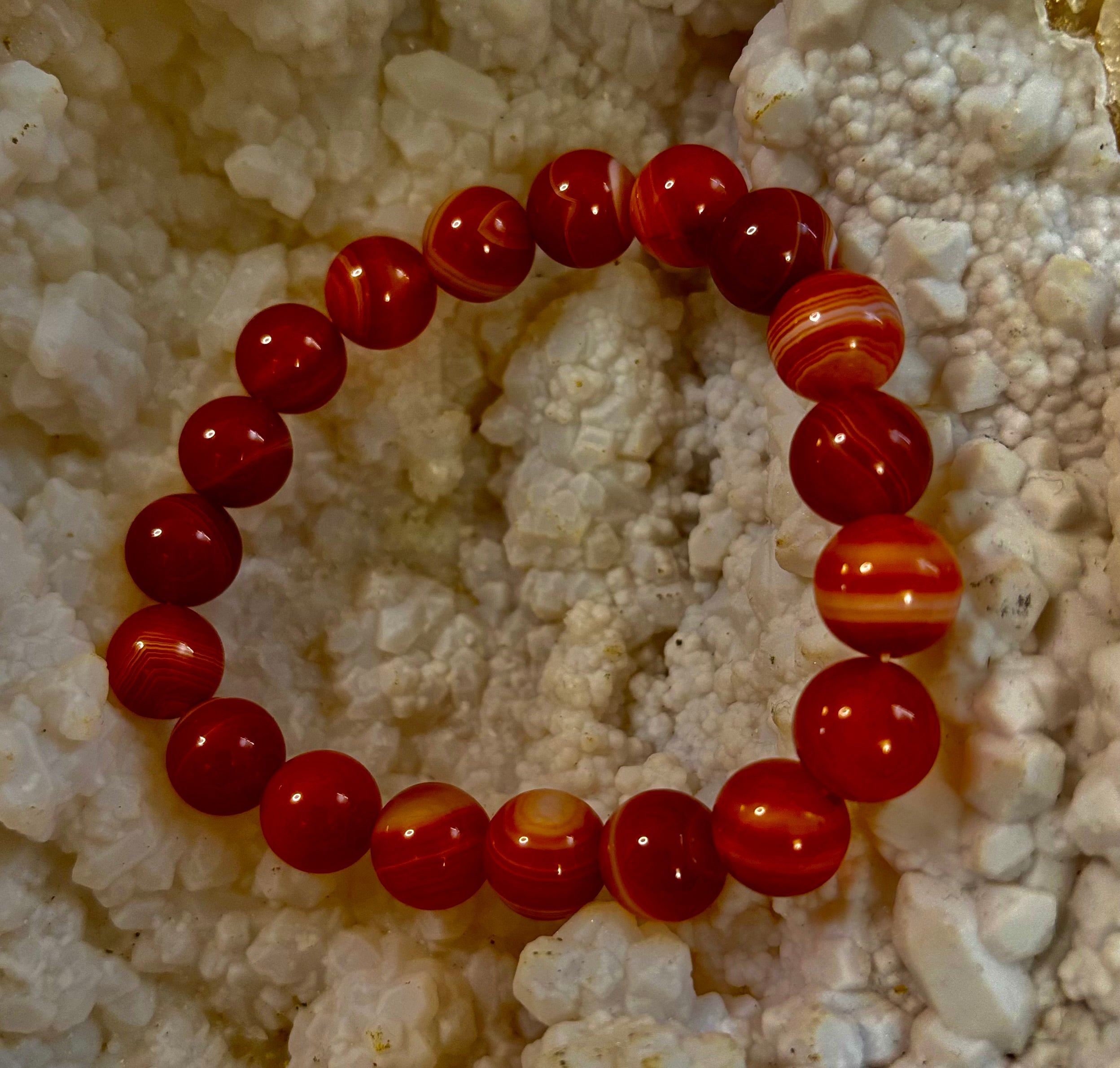 Red Striped Agate (Sardonyx) Reiki-Infused Strength & Confidence Bracelet (Medium Wrist) | | Wiccan Center