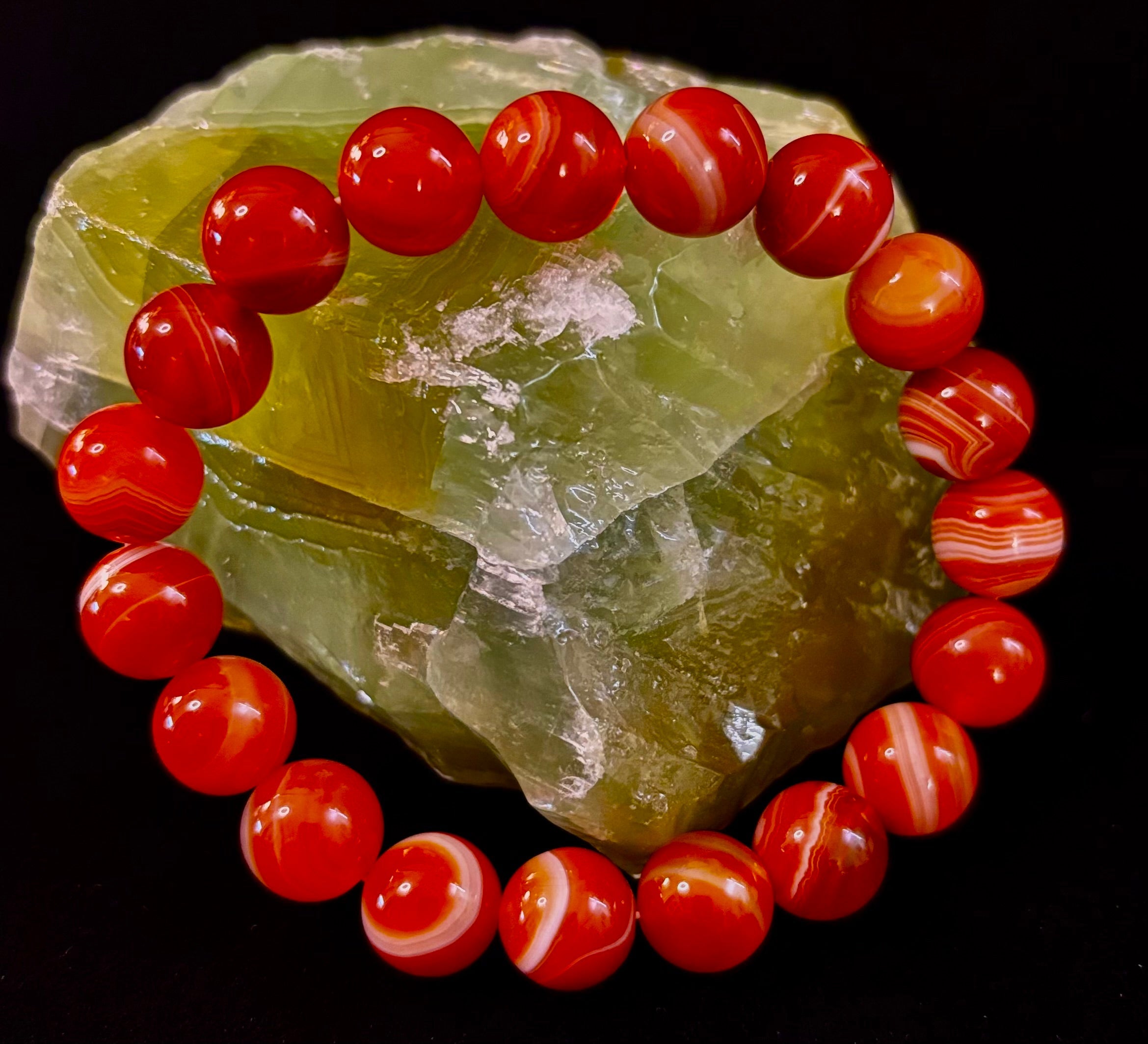 Red Striped Agate (Sardonyx) Reiki-Infused Strength & Confidence Bracelet (Medium Wrist) | | Wiccan Center